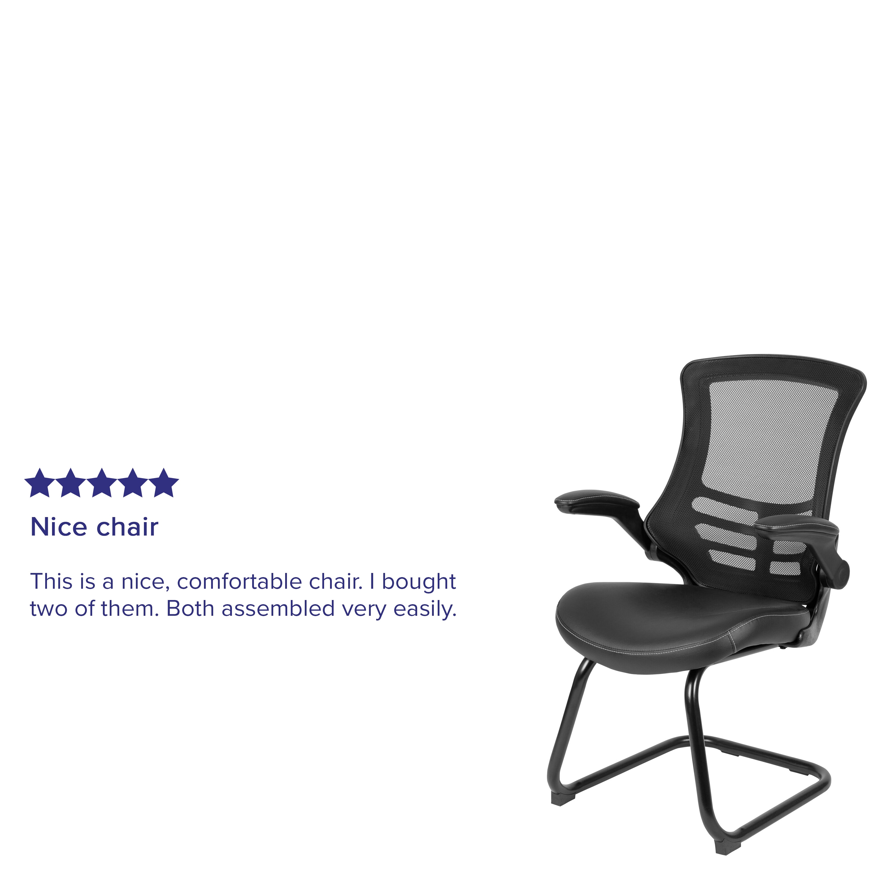 Kelista High-Back Black LeatherSoft Mesh Office Guest Chair