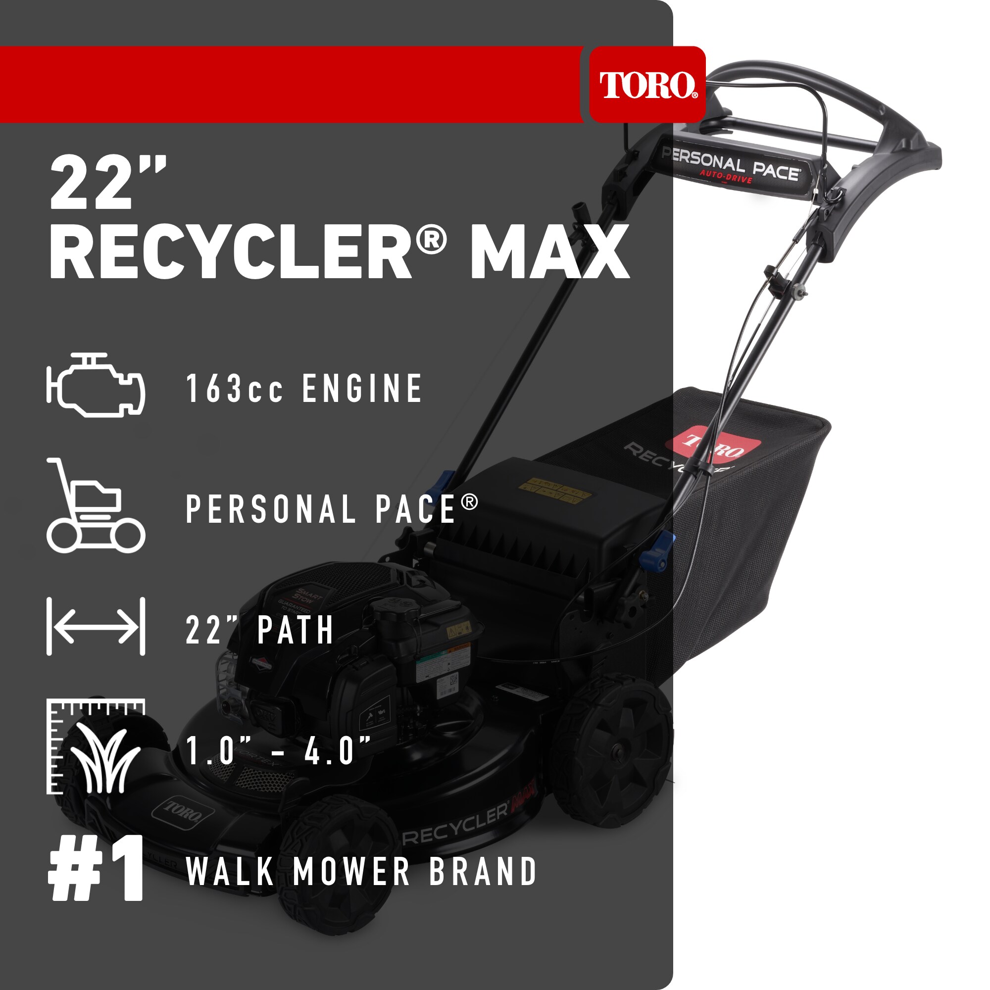 Toro Recycler Max 22-in Gas Self-propelled Lawn Mower with 163-cc Briggs and Stratton Engine
