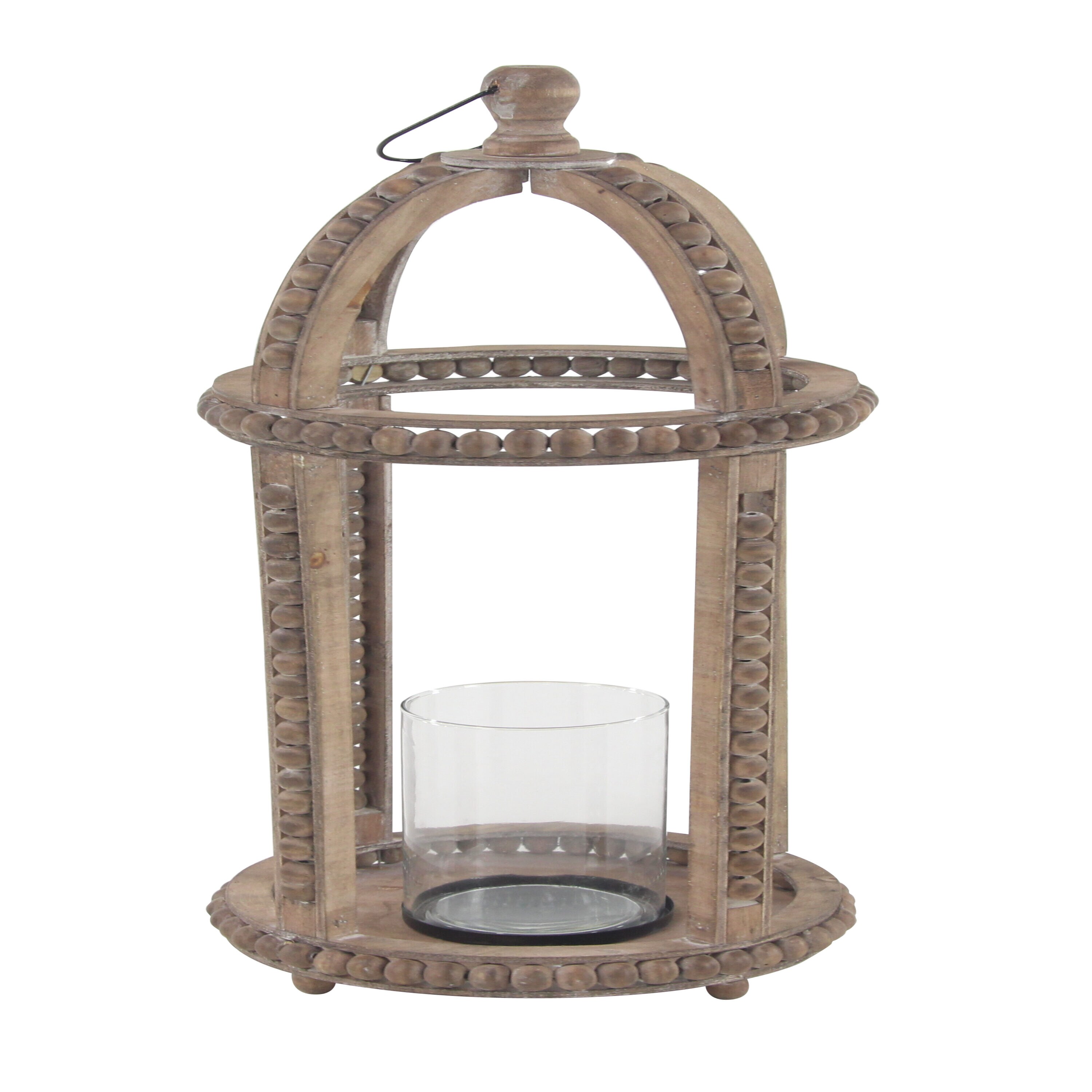 29" Brown Reclaimed Wood Hanging Candle Lantern