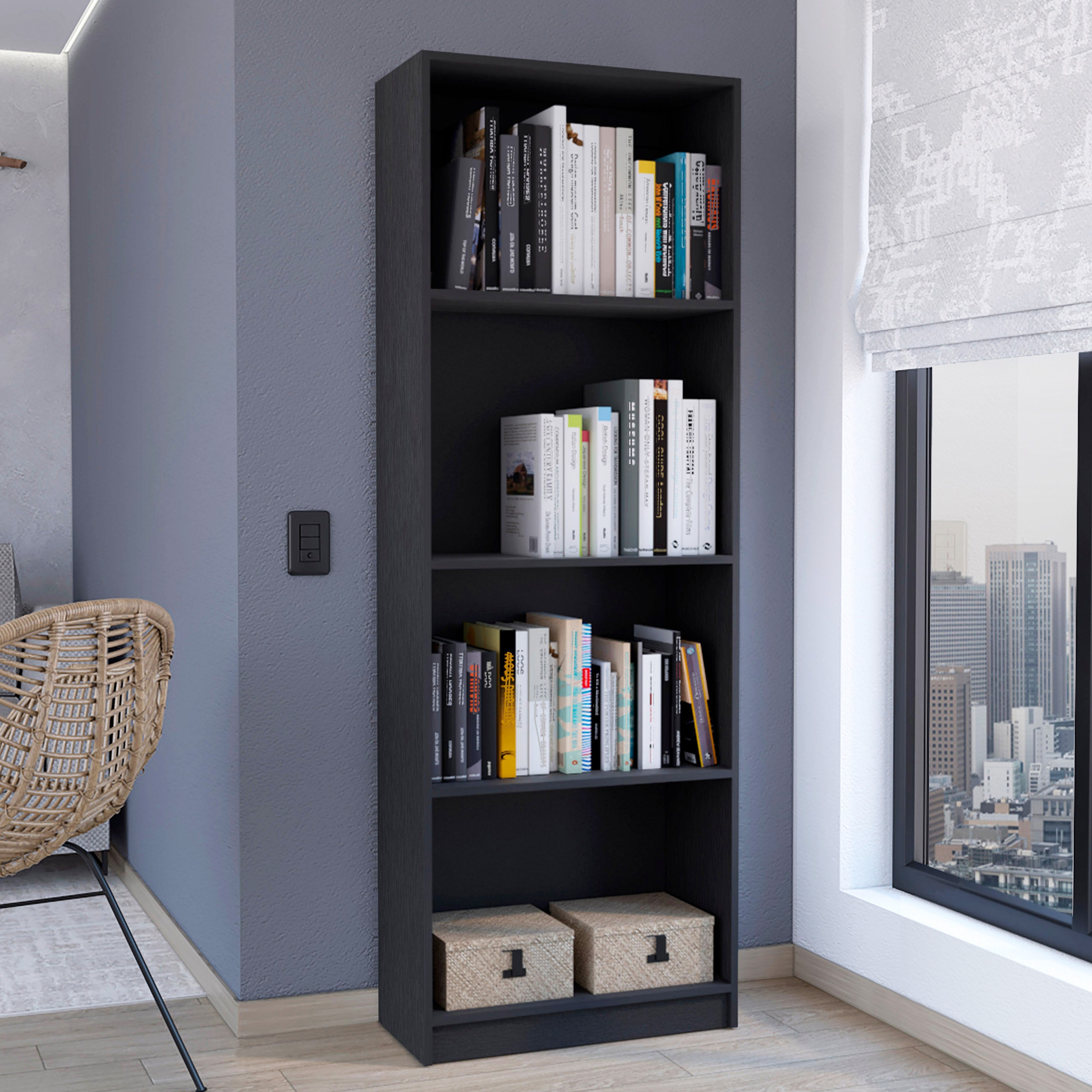 ToolCat NGG30-37-DSG Black MDF 4 -Shelf Bookcase ( 24.7-Inches W x 71.1-Inches H x 11.7-Inches D ) Finished