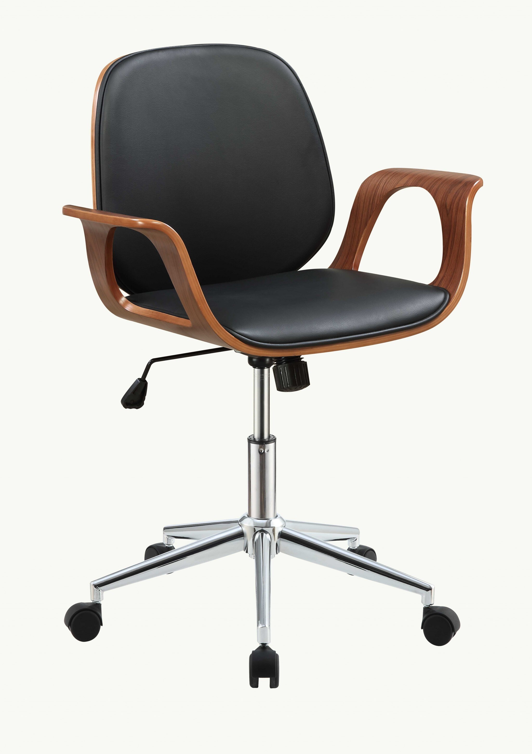 HomeRoots 286619 Julia Black Contemporary Ergonomic Adjustable Height Faux Leather Task Chair