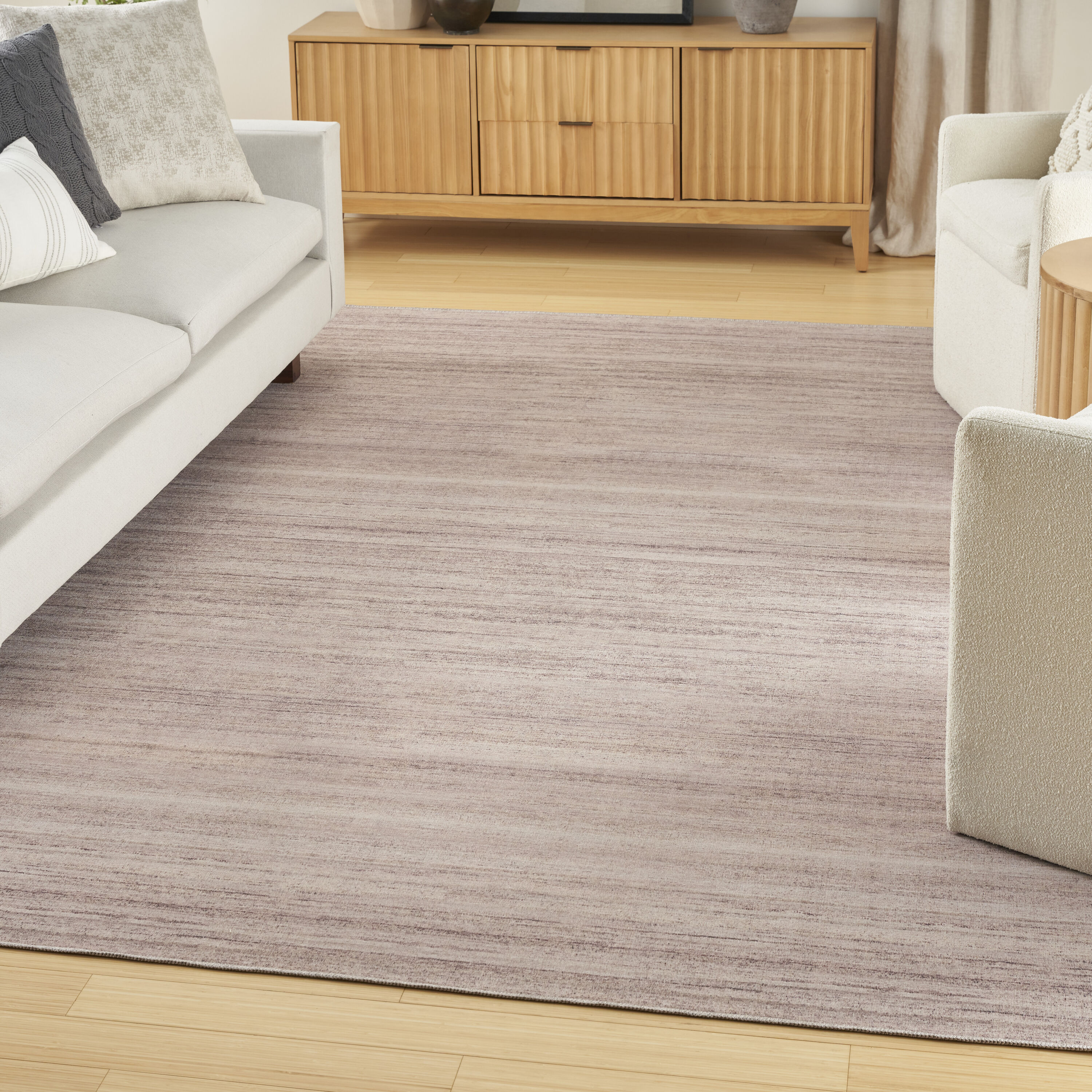Nourison Home 099446949981 8 x 10 (ft) Cotton/Polyester Ivory Mocha Rectangular Indoor Solid Machine washable Area rug