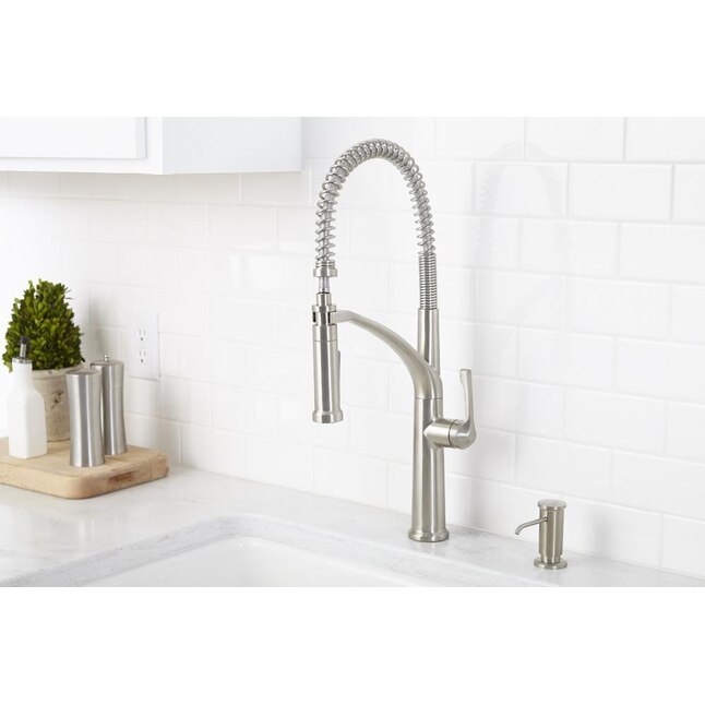 Giagni Marzano Stainless Steel 1-Handle Deck-Mount Pre-rinse Handle Kitchen Faucet (Deck Plate Included) Giagni Marzano Stainless Steel 1-Handle Deck-Mount Pre-rinse Handle Kitchen Faucet (Deck Plate Included)