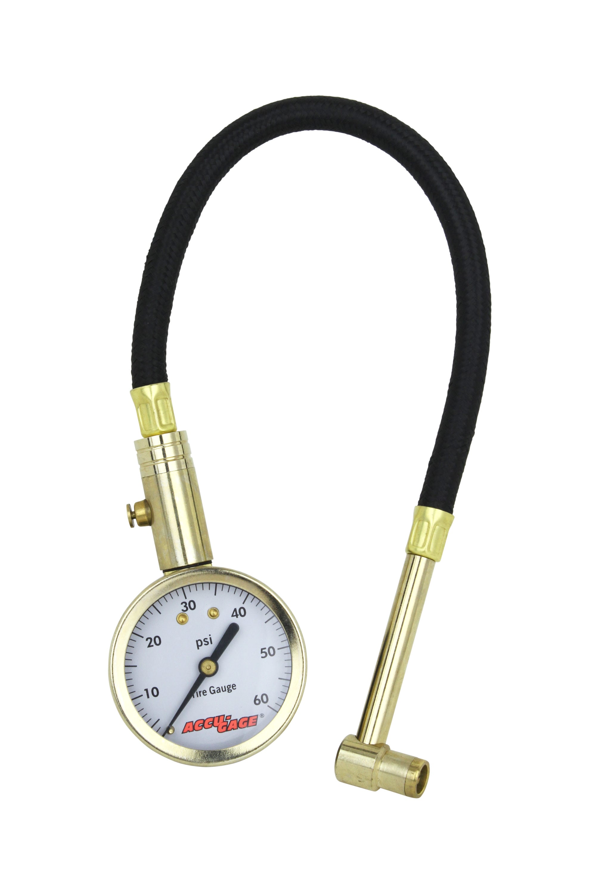 ANSI Certified for Motorcycle/Car/Truck Tires AccuGage by Milton Dial Tire Pressure Gauge with Straight Air Chuck and 11 in Braided Hose 0-100 PSI 