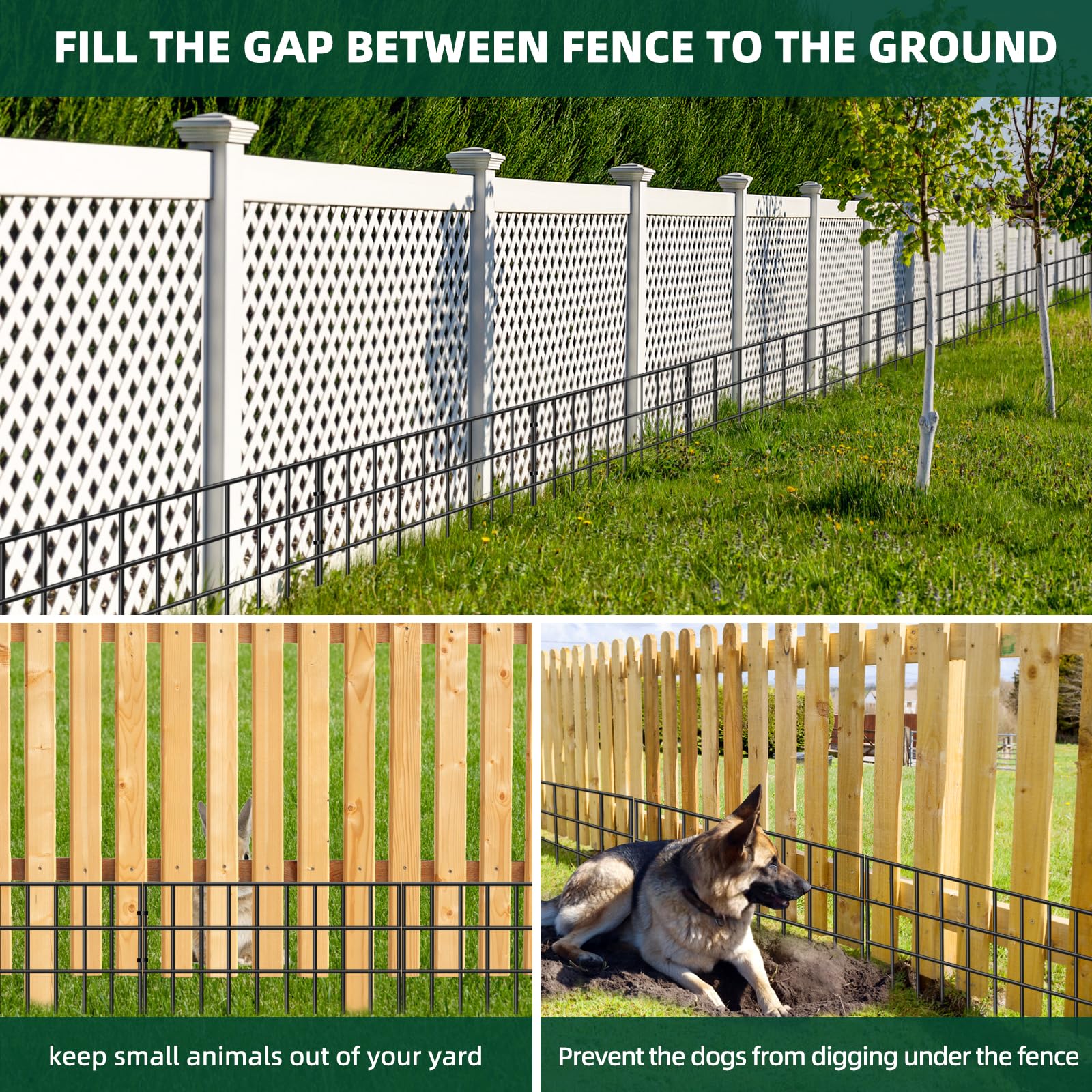 Afoxsos 30 Pack 42.5 Foot x 13 Inch Animal Barrier Fence No Dig Metal ...