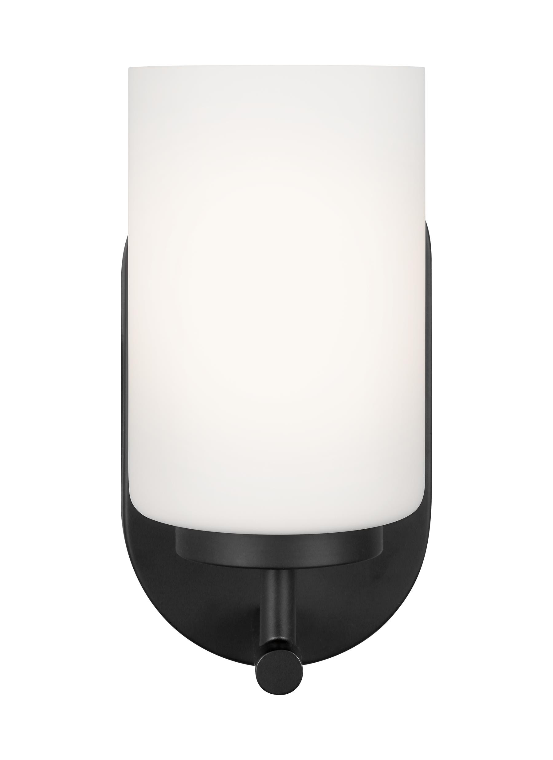 Midnight Black Bronze 1-Light Wall Sconce with Opal Glass Shade