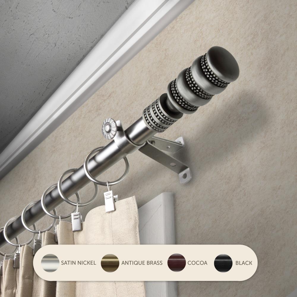 Hart & Harlow L4809-665 13/16-in Debra 66-in to 120-in Satin nickel Steel Single curtain rod with Finials