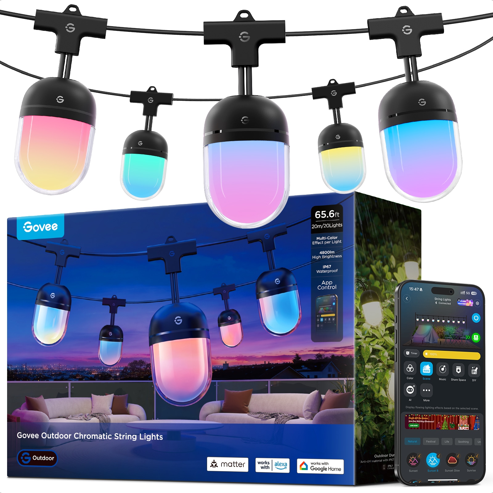 Govee  65.6ft Outdoor Chromatic String Lights