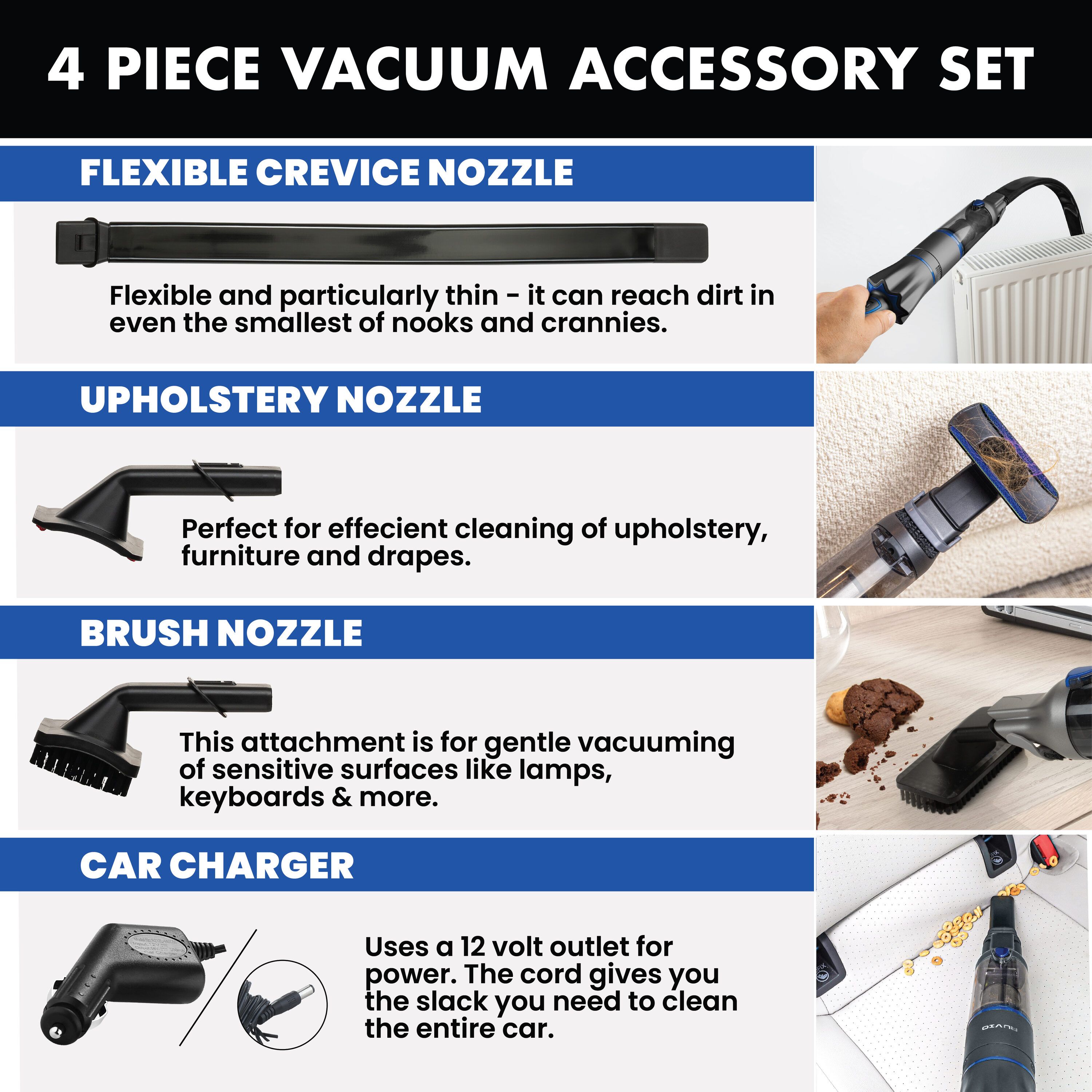 Crevice Brush Vacuum Accessory