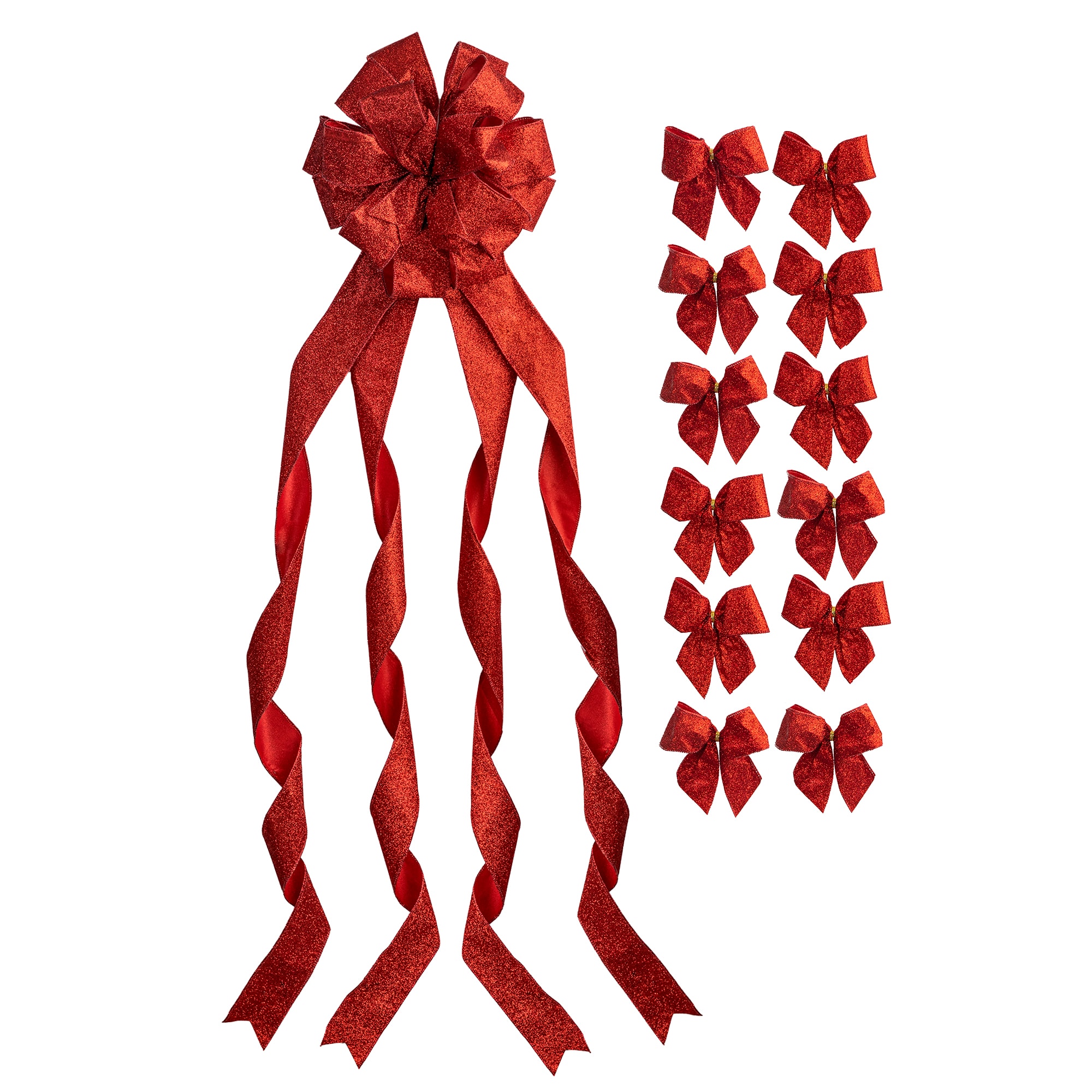 New Traditions 53-in Bow Chunky Red Glitter Christmas Tree Topper in the  Christmas Tree Toppers department at