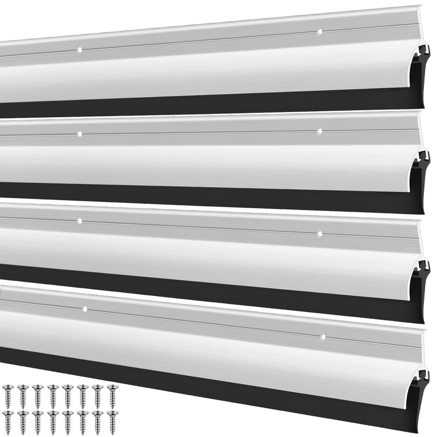 OGETFUUR 4-Pack 36-in Silver Door Bottom Sweep with Rain Drip for Door Bottom