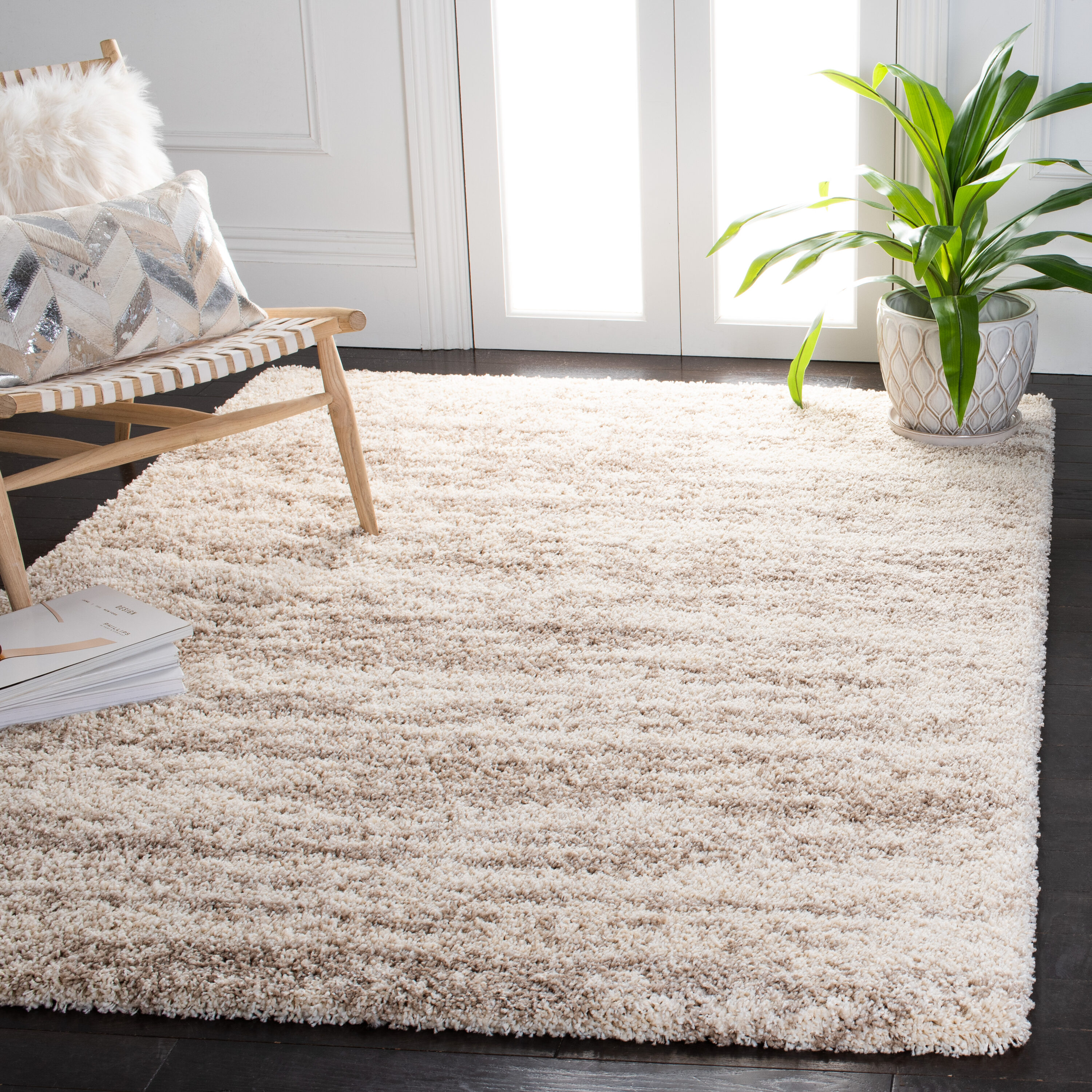Hudson Shag 206B Ivory Beige 4ft x 6ft