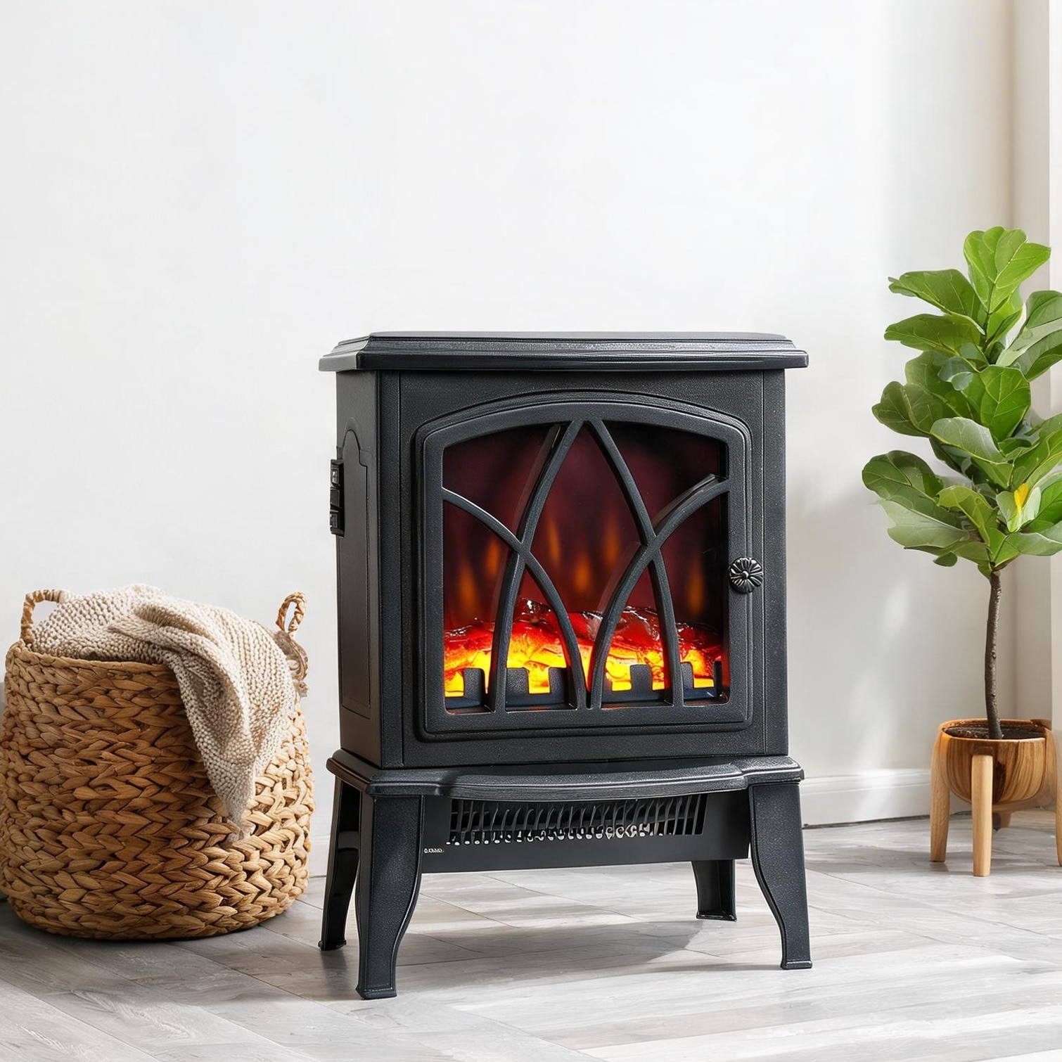 FlowLuxe - Fireplaces and Accessories combining 14.25 W x 18 H and Black Plastic with 5.6 x 3.7 x...