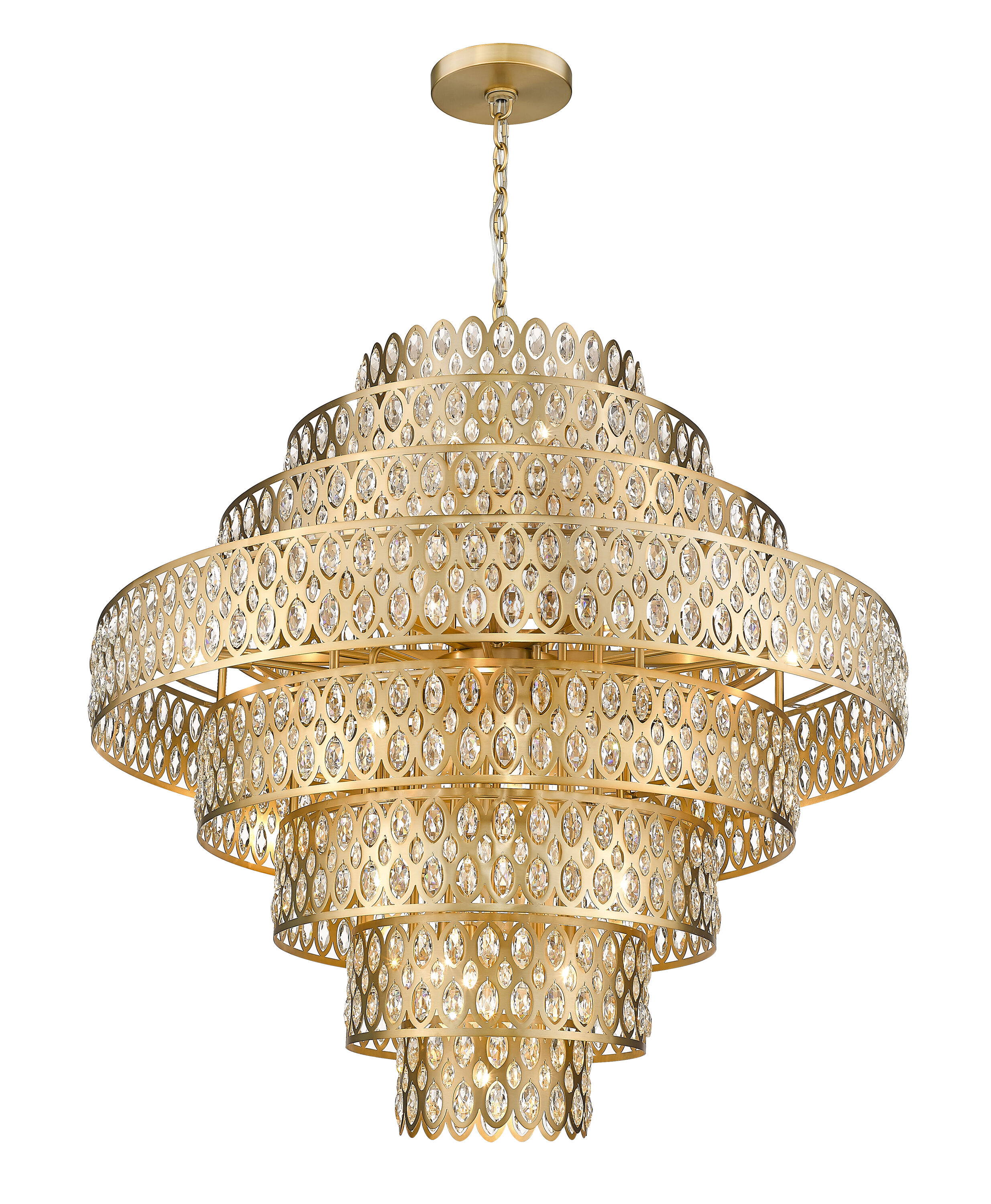 Heirloom Brass and Crystal 25-Light Chandelier Pendant