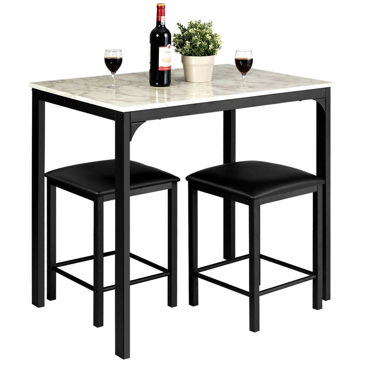 CASAINC WF-HW57058WH-LA Dining table Black Contemporary/Modern Dining Room Set with Rectangular Table (Seats 2)