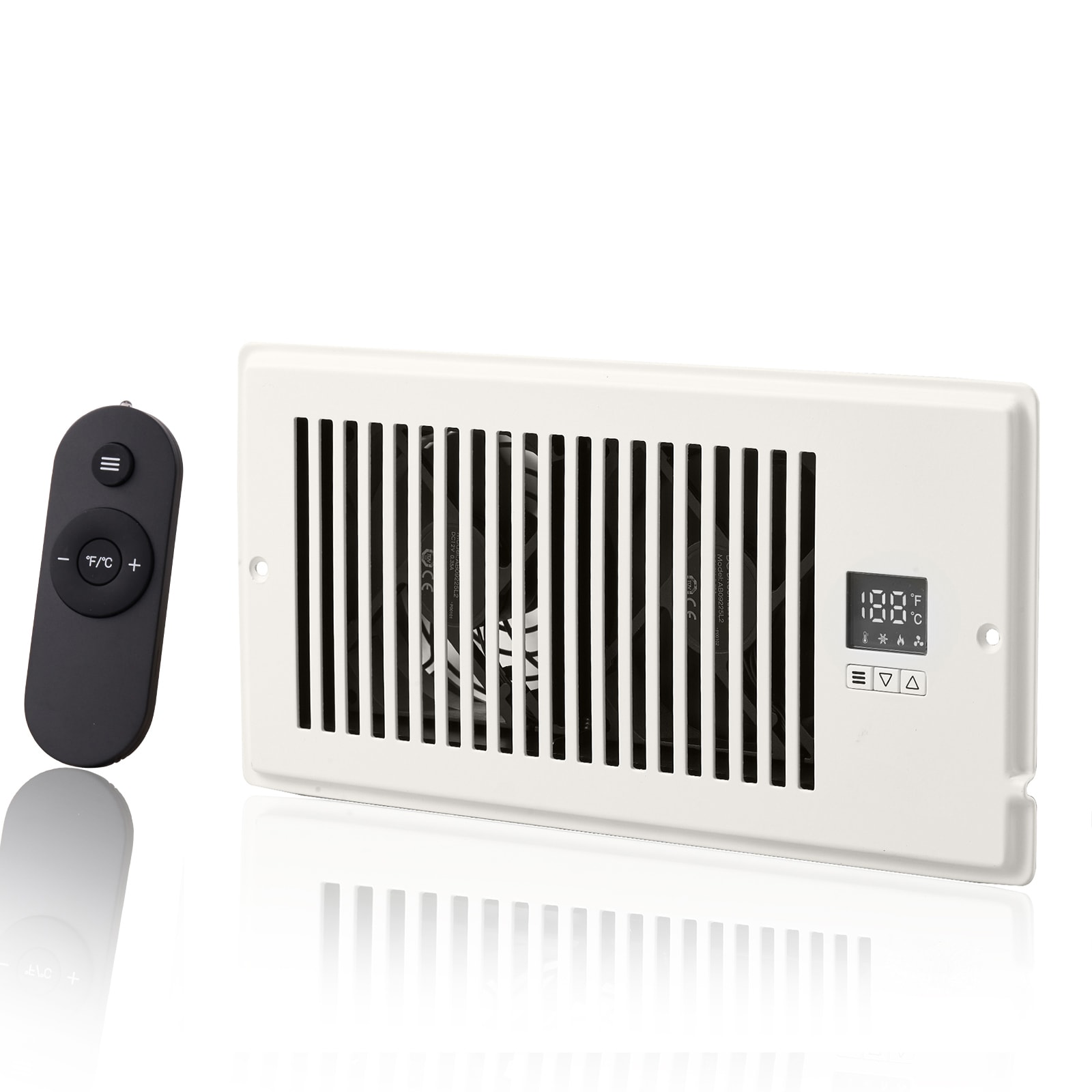 VEVOR ZCZTQFSB410INGECHV5 Register Booster Fan Quiet Vent Booster Fan Fits 4in x 10in Register Holes with Remote Control and Thermostat Control Adjustable Speed for Heating Cooling Smart Vent White