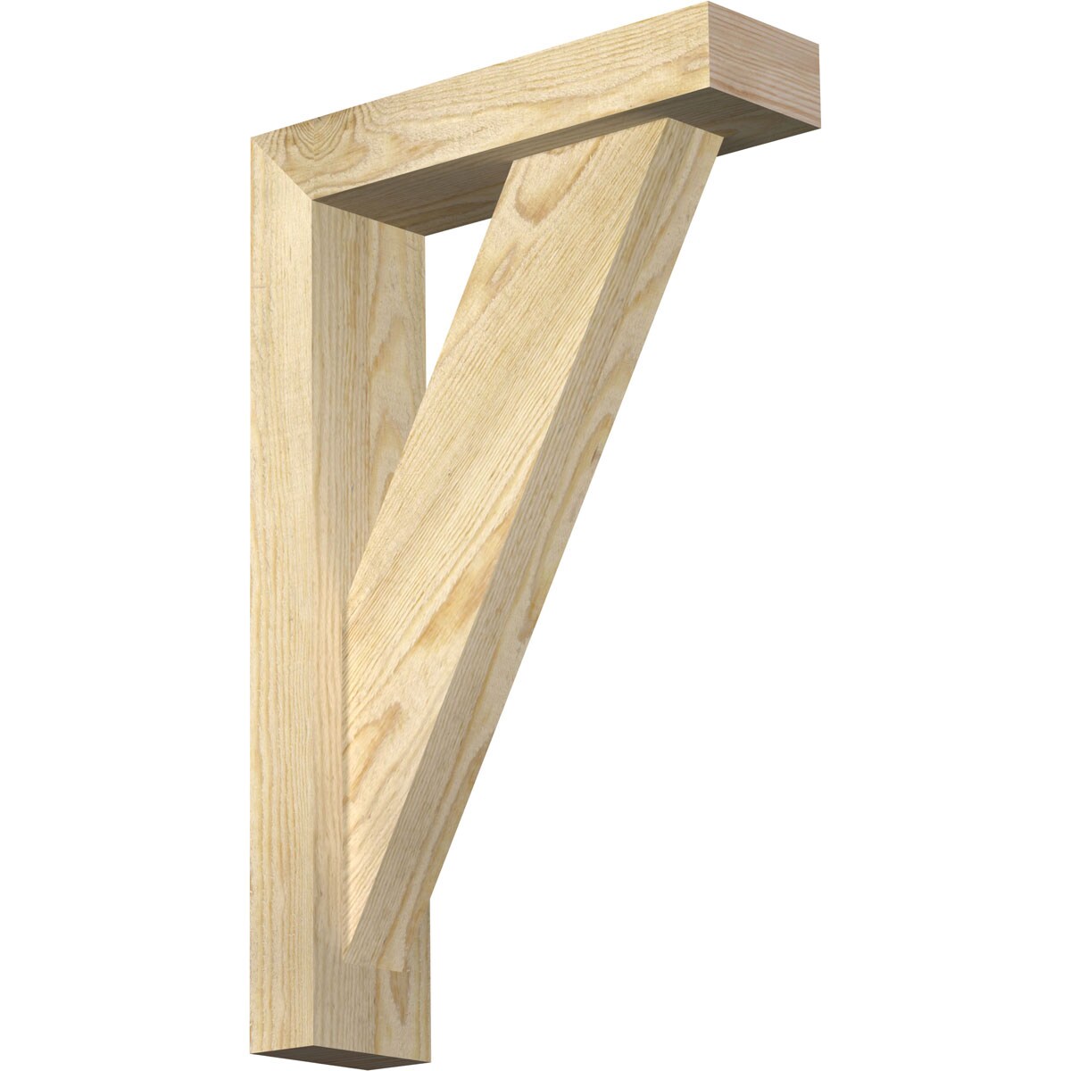 Ekena Millwork 1464907 Traditional block rough sawnbracket with offset brace 4-in x 14-in x 22-in Douglas fir Brown Wood Standard bracket