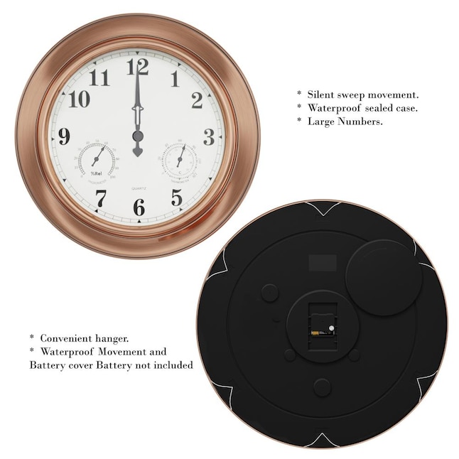 Nature Spring Analog Wired Indoor or Outdoor Bronze Modern Thermometer | 636457GMF