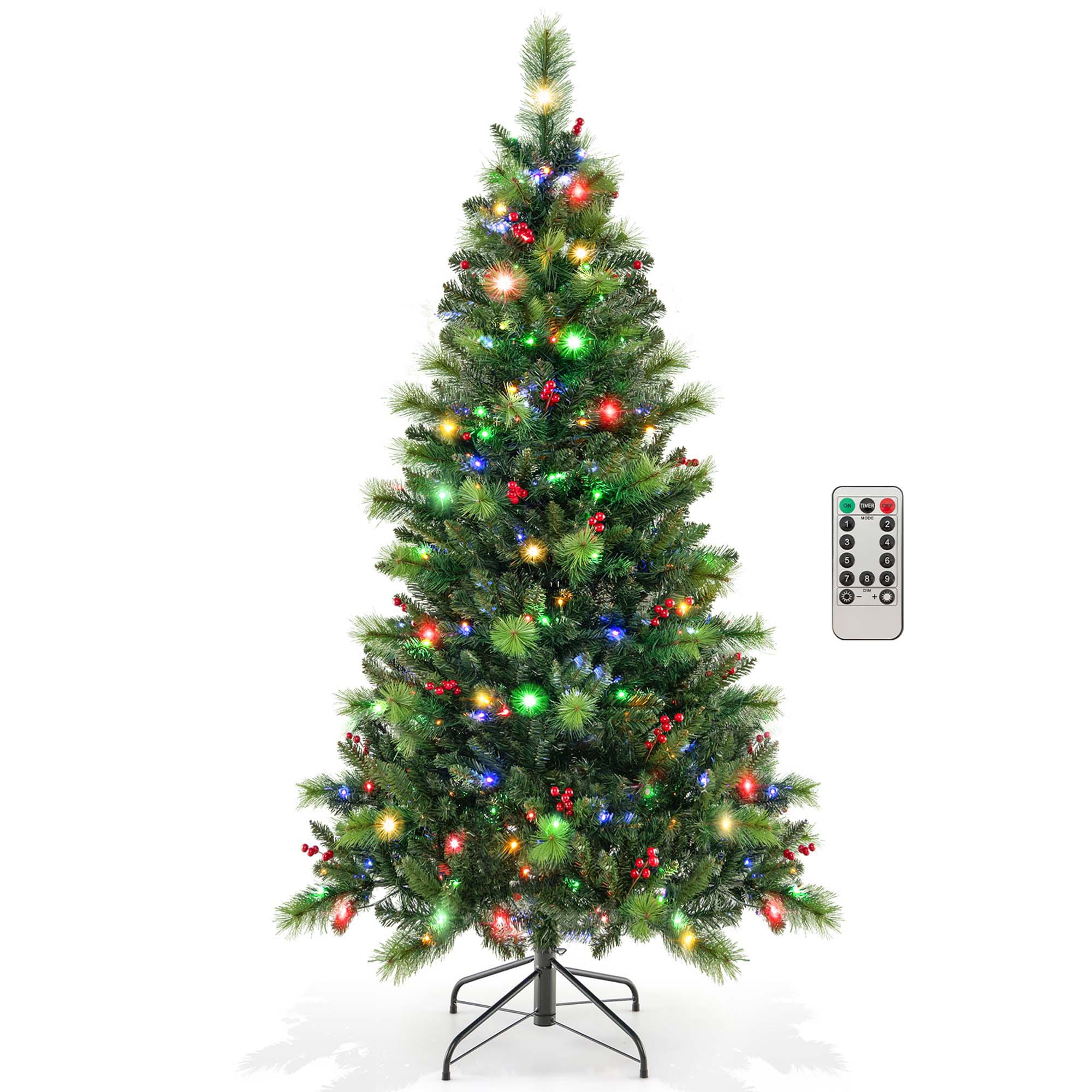 Costway LWS00761 6-ft Pre-lit Artificial Christmas Tree with Yellow LED Lights