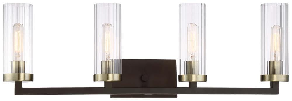 Ainsley Court Aged Bronze and Brass 4-Light Vanity Fixture