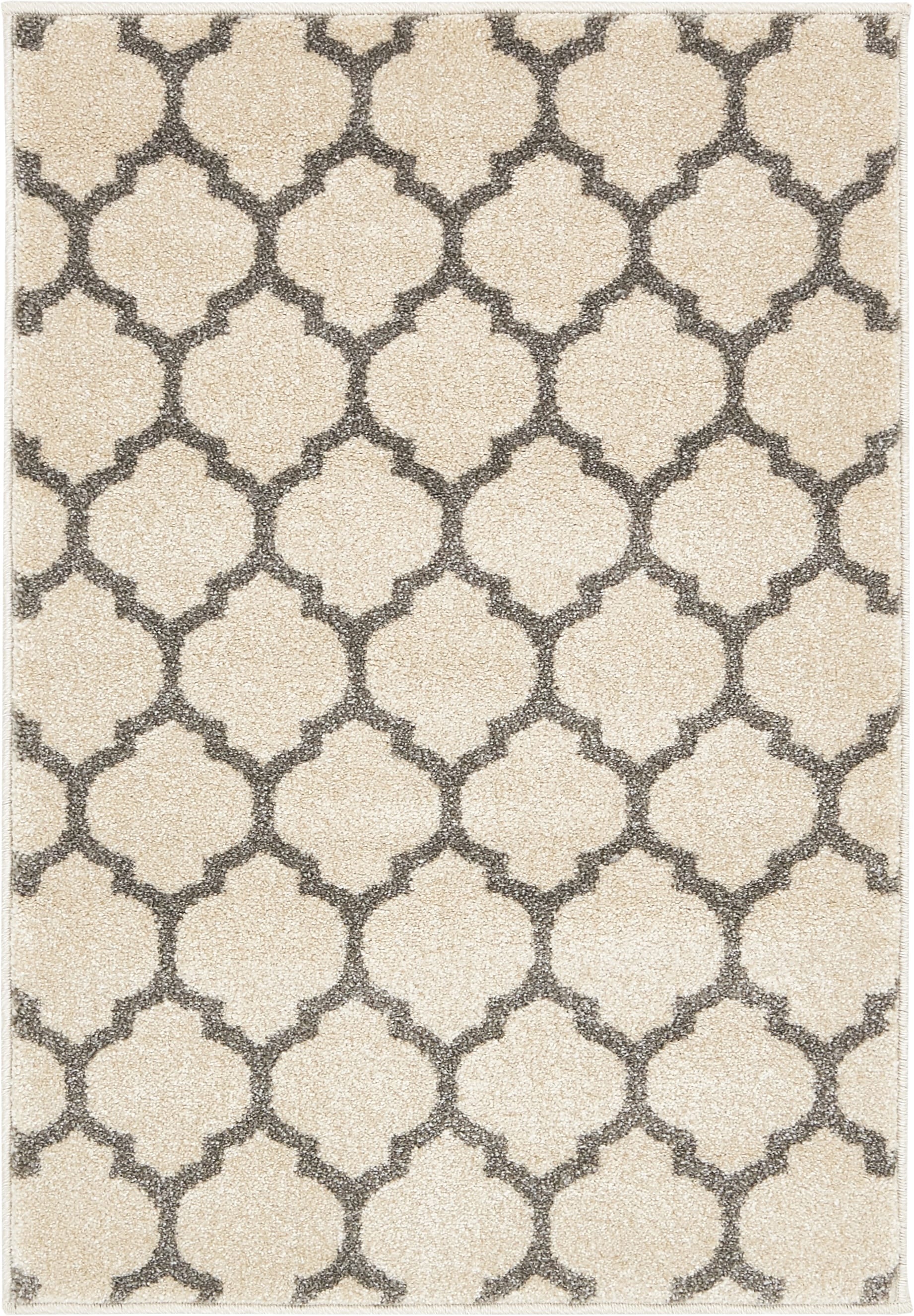 Unique Loom 3128668 Philadelphia Trellis 2 x 3 (ft) Loomed Polypropylene Beige and Gray Rectangular Indoor Geometric Industrial Area rug