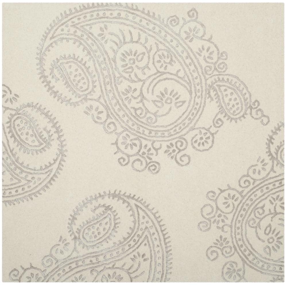 Safavieh BEL153B-5SQ Bella Deniz 5 x 5 (ft) Tufted Synthetic Ivory/Beige Square Indoor Paisley Farmhouse/Cottage Area rug