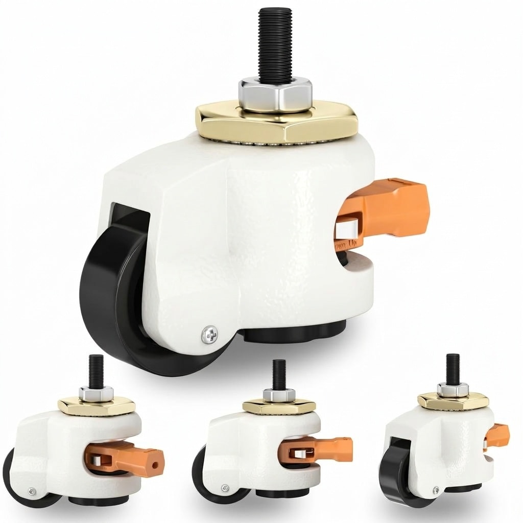 Aoibox  Heavy duty leveling stem casters with ratchet arm adjustable M12 threaded wheels for workbench and Unit