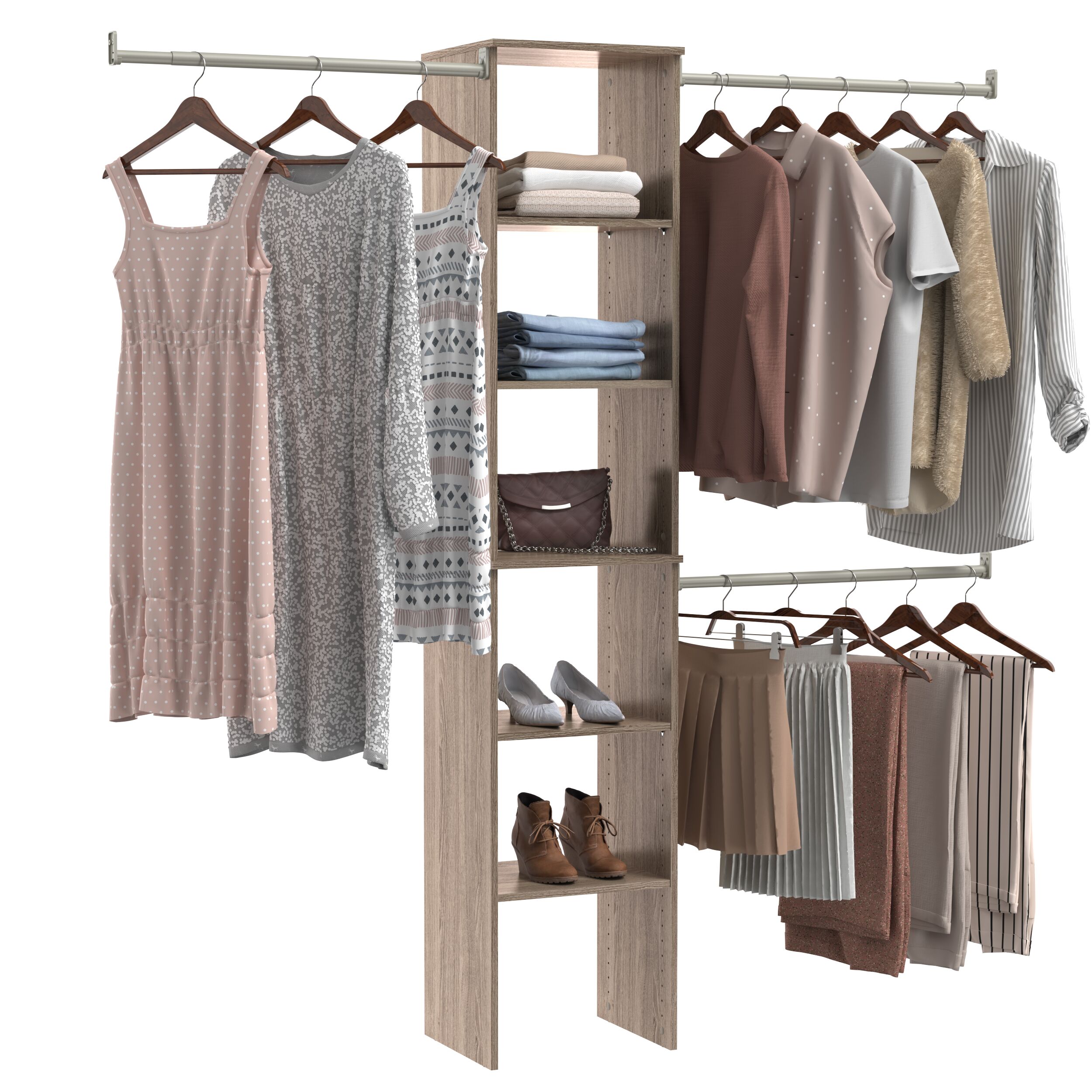 ClosetMaid BrightWood 4-ft to 9-ft W x 6.85-ft H Latte Solid Shelving Wood Closet System