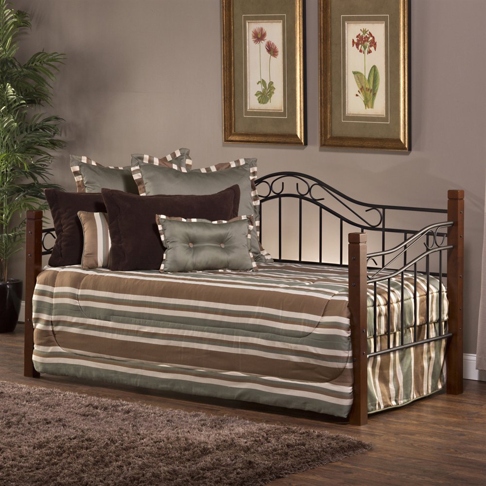 Matson Cherry/Black Twin Wood and Metal Daybed in the Beds department ...