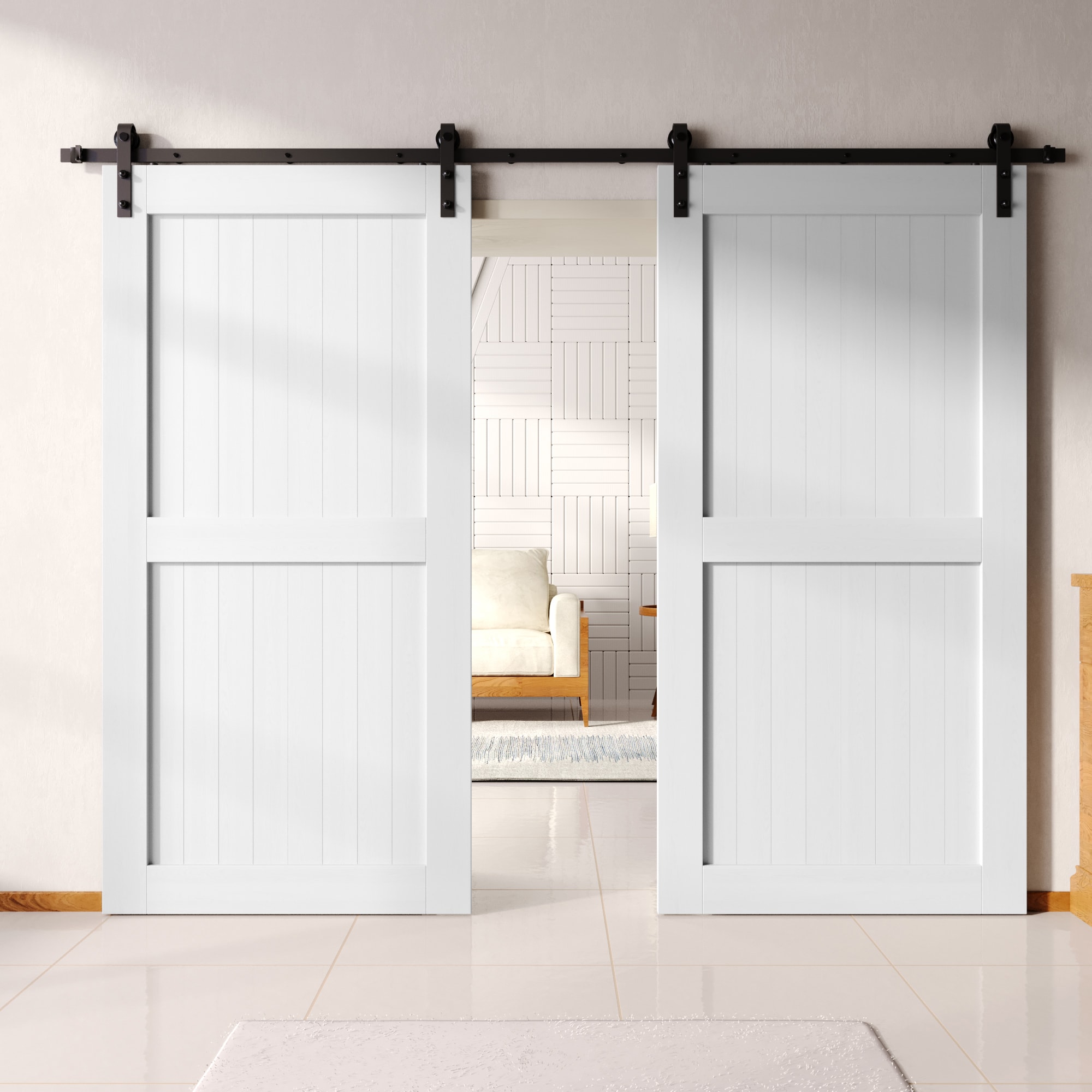 HOMACER YT2TGH216C-4896-H-WH Barn-Doors - View #8