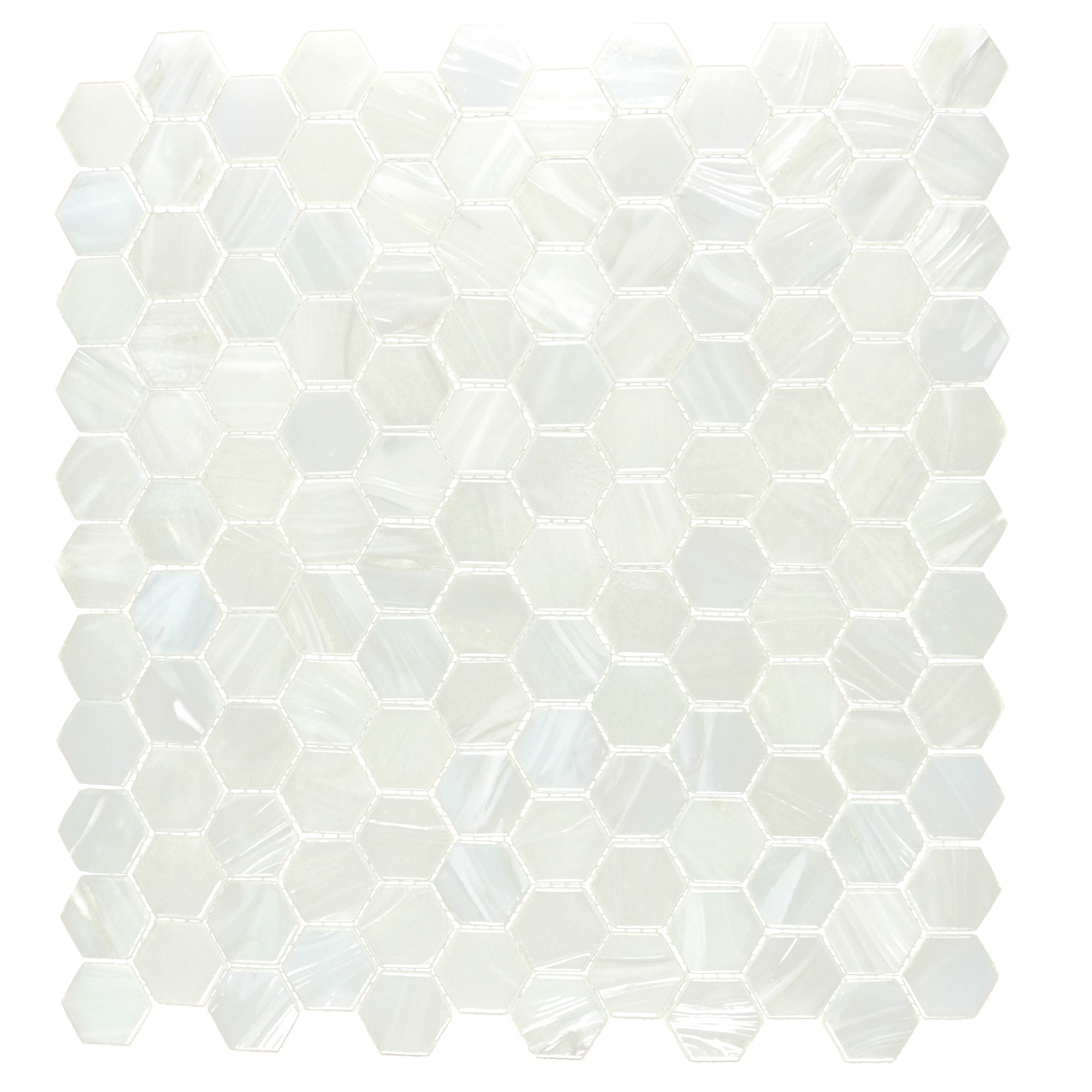 Abolos LWSHMSHEX-PD-SAMP Sample - Beach House Designs Pearl Shell/Polished 11-in x 12-in Polished Glass Patterned Wall Tile