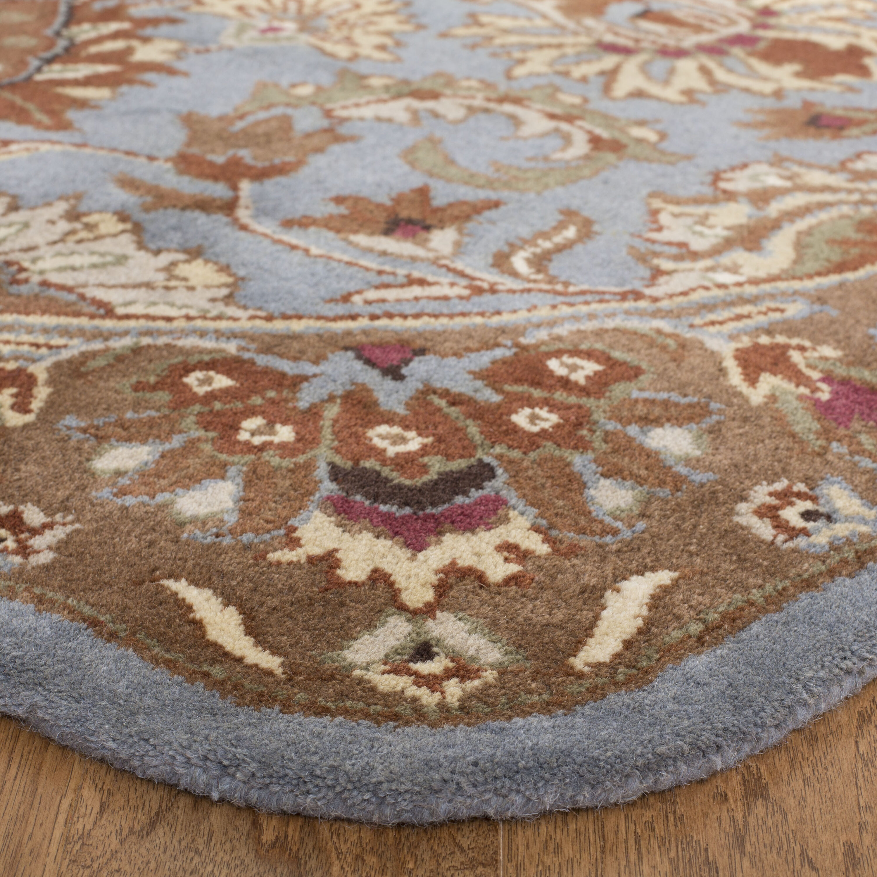 Heritage Elegance 6' Blue Round Hand-Tufted Wool Area Rug