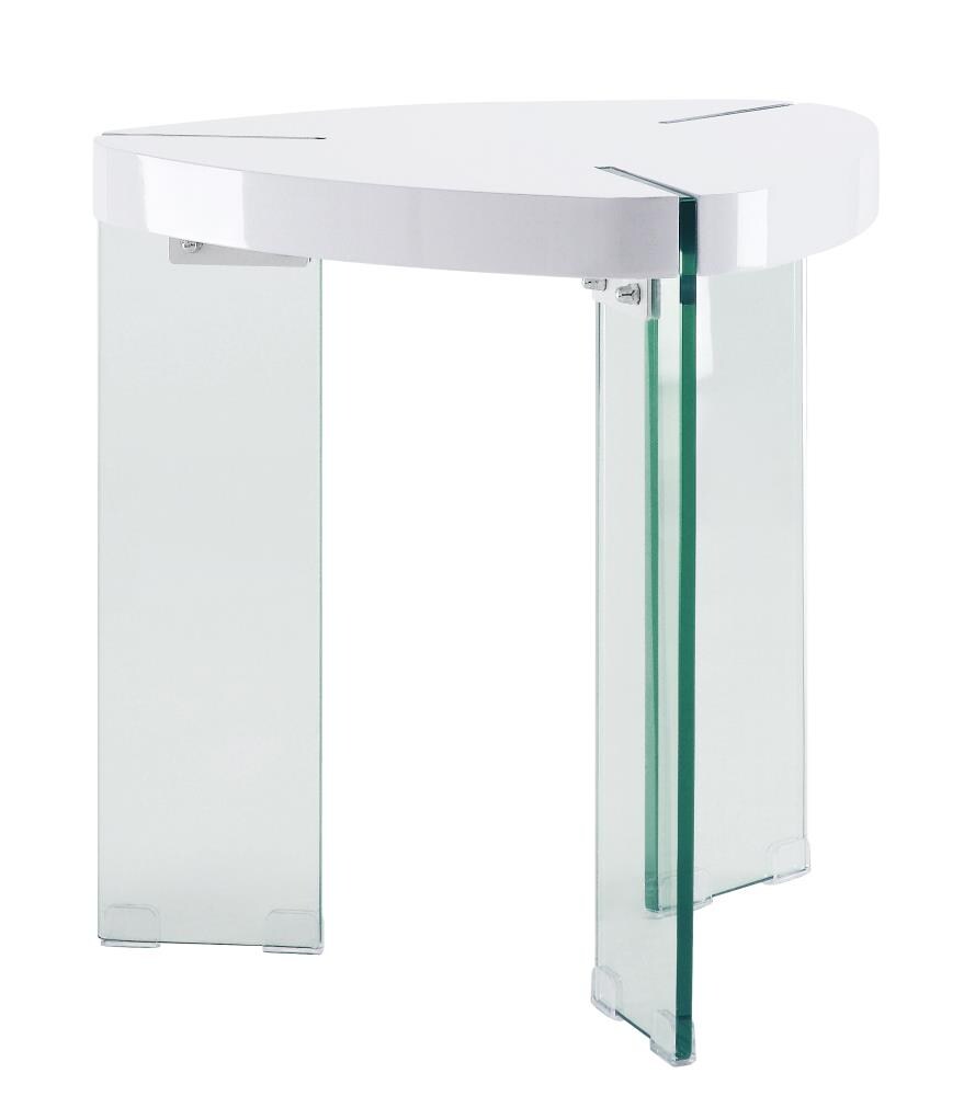 ACME FURNITURE 84922 Noland 22-in W x 23-in H White High Gloss and Clear Glass Wood Veneer End Table Assembly Required