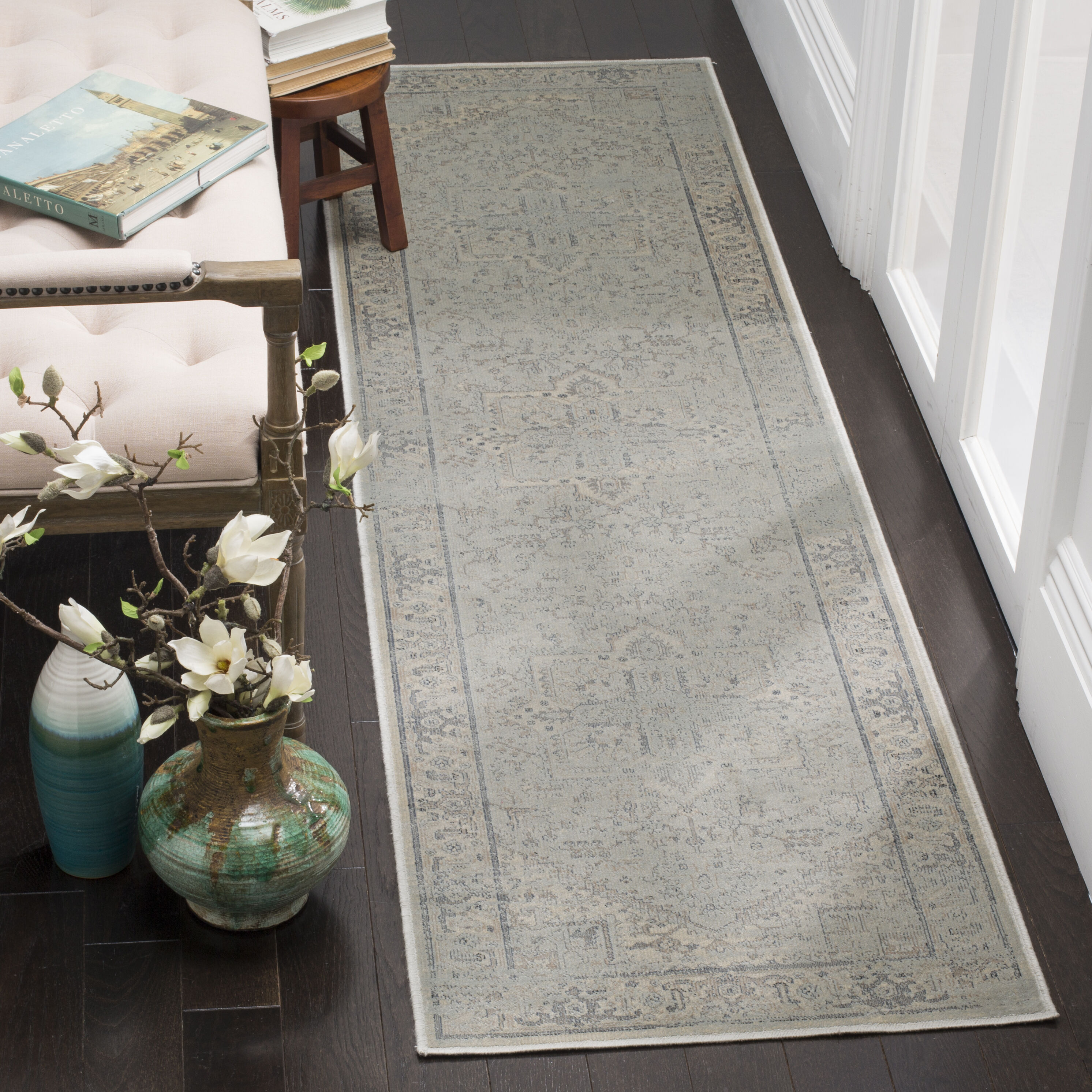 Safavieh Vintage Homaz 2 X 8 Gray Light Blue Indoor Distressed Overdyed Runner Rug In The Rugs Department At Lowes Com