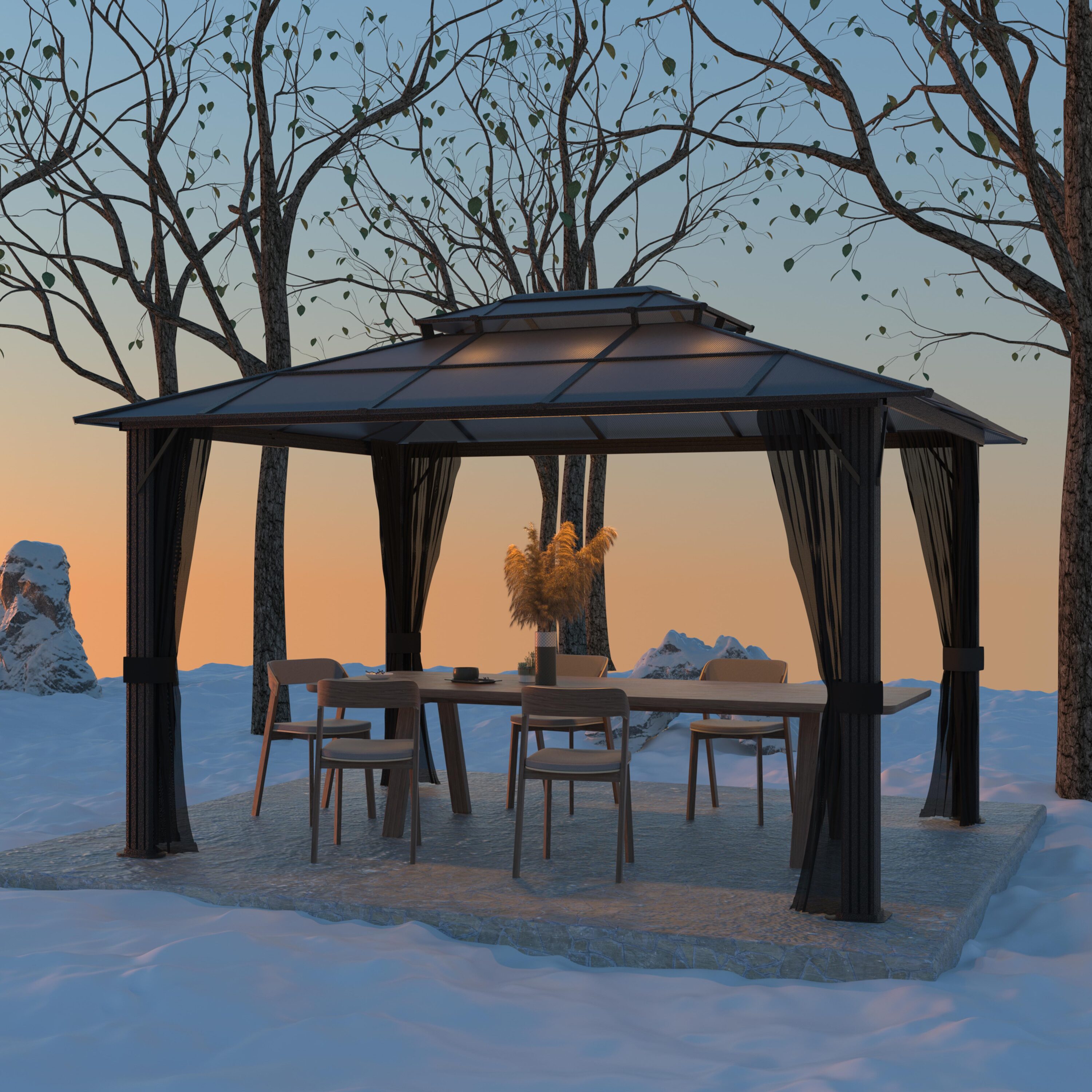 VEIKOUS PG0201-19 13-ft x 10-ft Hard top Gray Gazebo with Hardtop Roof