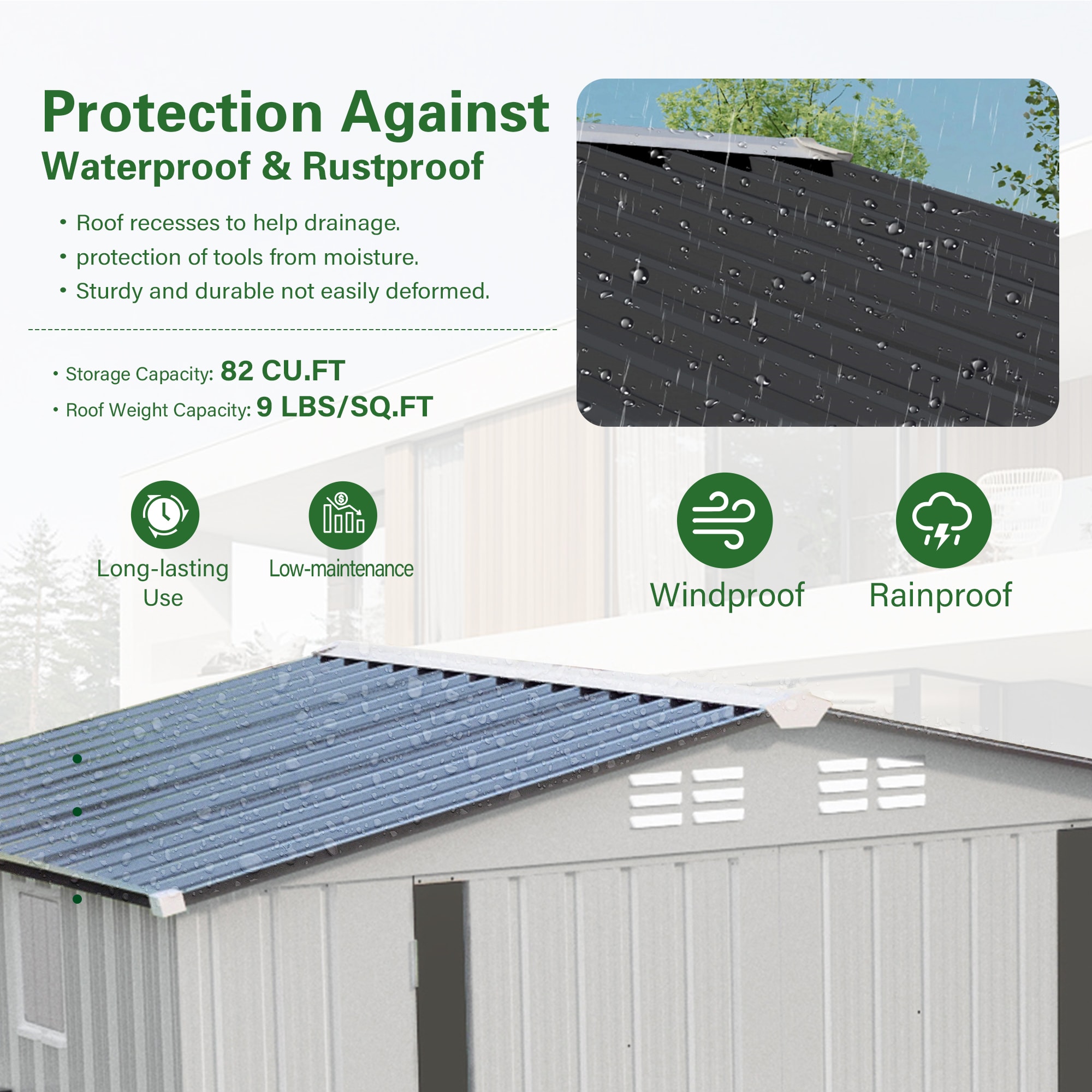 WELLFOR GIZHF573BK Metal-Storage-Buildings-Sheds - View #3