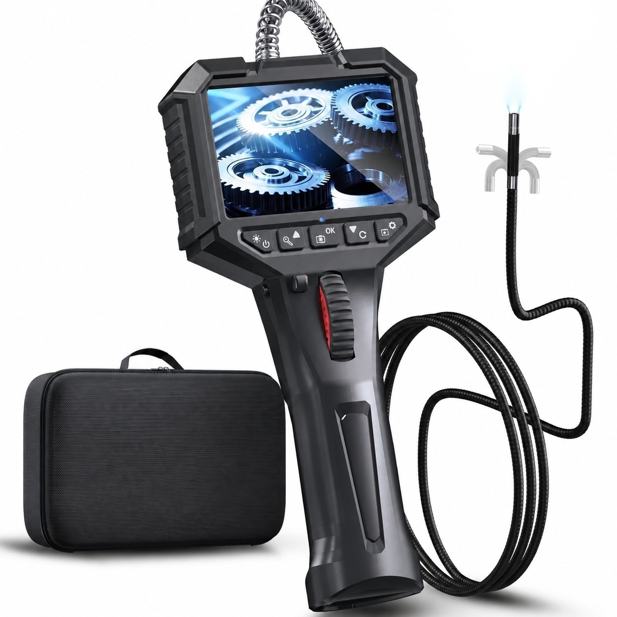 Etokfoks  6 2mm Stainless Steel Two Way Articulating Borescope Endoscope Camera with HD Display for Automotive Mechanics 1 Piece