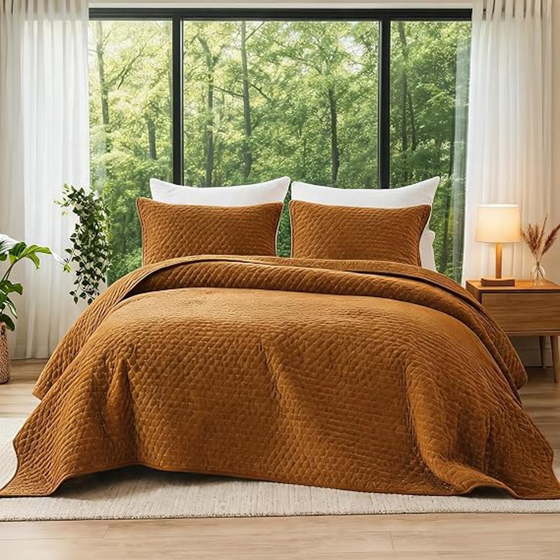Garvee 90x96 Inch Golden Yellow Queen Size Quilt Bedding Set 3 Piece Soft Bedspread Coverlet with 2 Pillow Shams