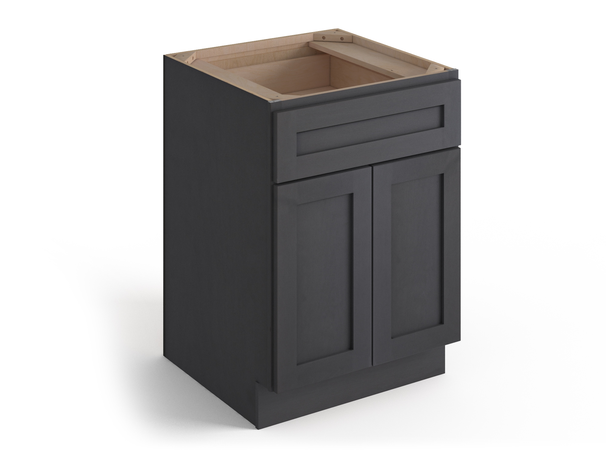 Valleywood Cabinetry Proper Gray 27-in W x 34.5-in H x 24-in D Proper Gray Birch 1-Drawer Base Ready To Assemble Plywood Cabinet (Flat Panel Shaker Style)