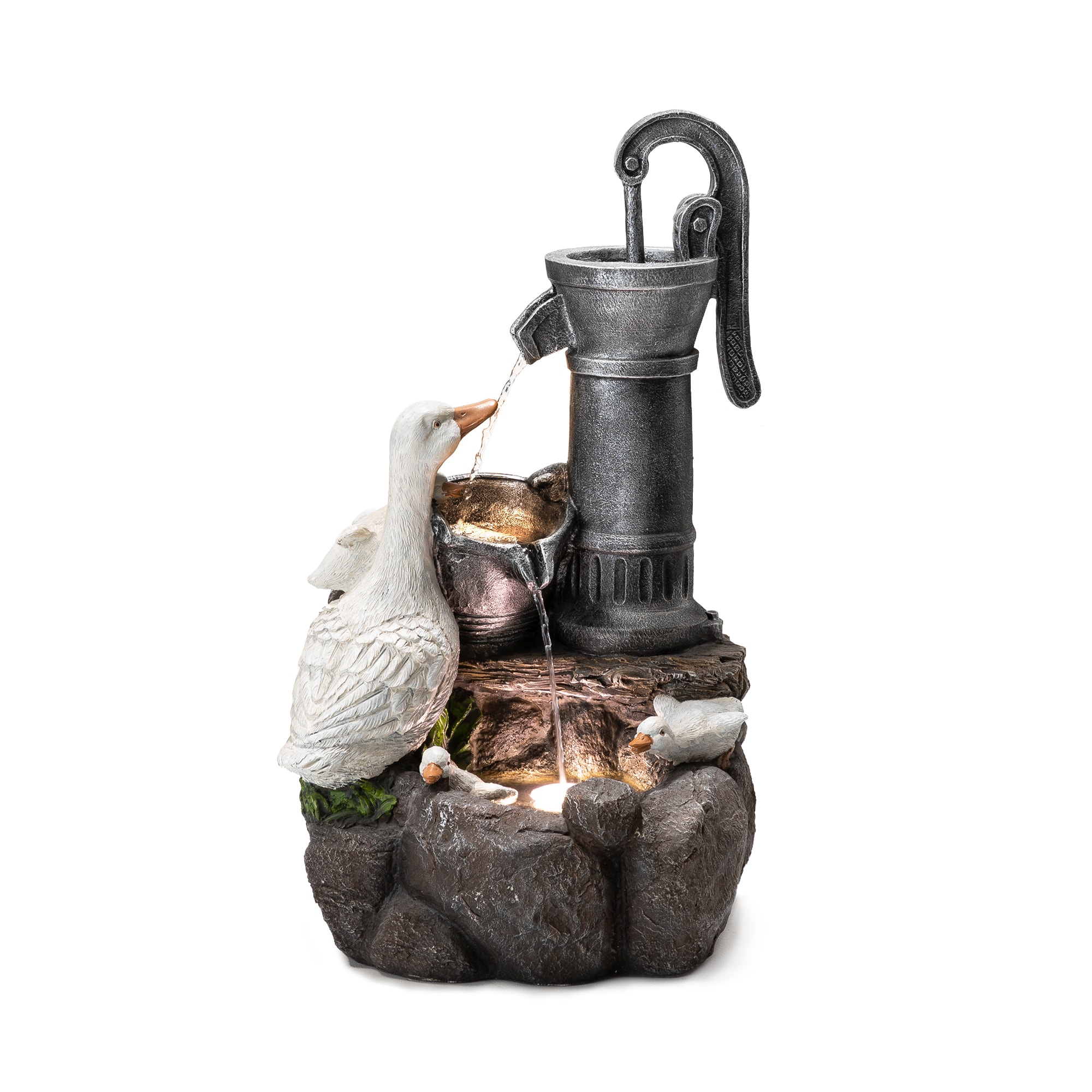 Glitzhome 2007300068 23.5-in H Resin Outdoor Fountain Statue Pump Included