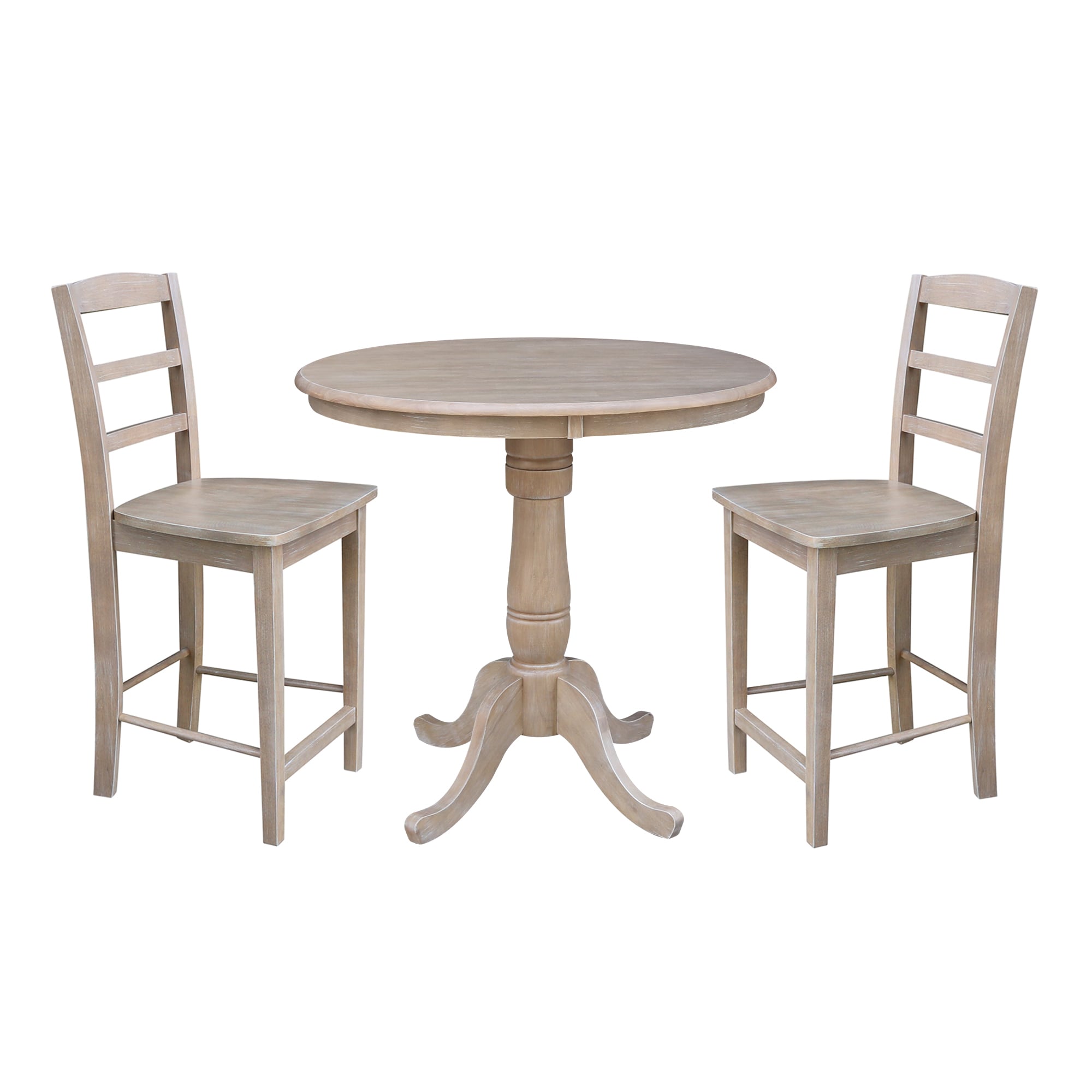 International Concepts K09-36RT-6B-S402-2 Weathered Grey Casual Dining Room Set with Round Table (Seats 2)