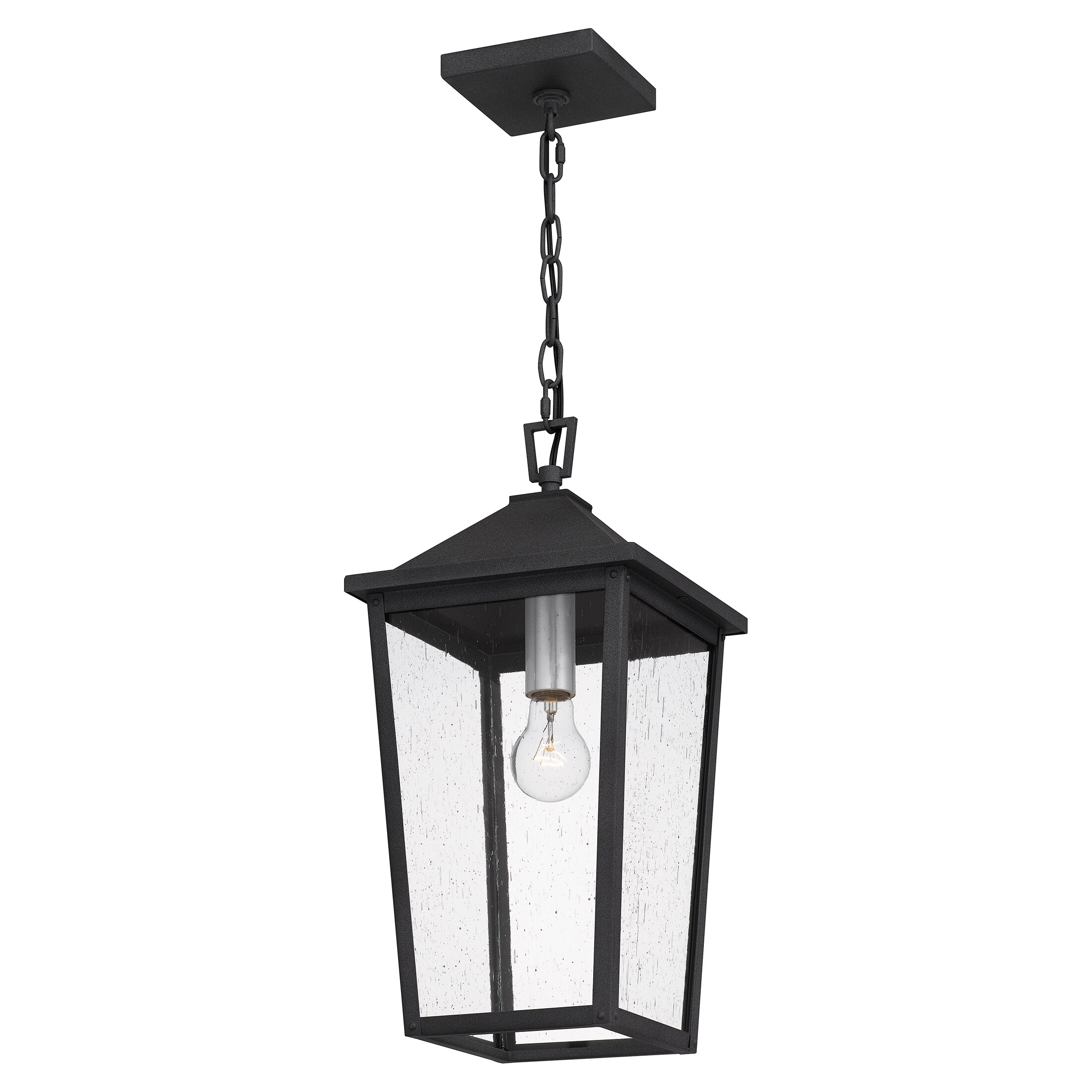 Quoizel Stoneleigh Mottled Black Traditional Seeded Glass Lantern ...