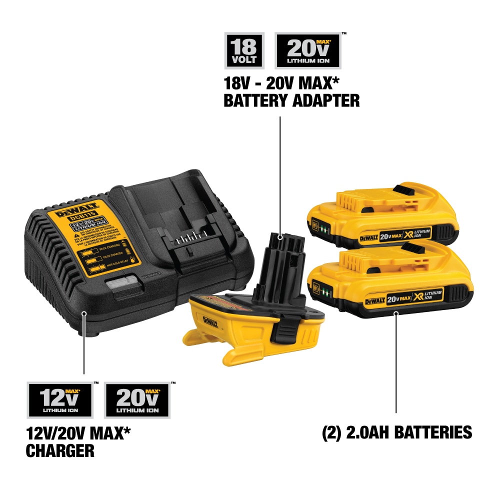DEWALT 20-Volt 2-Pack 2 Amp-Hour; 2 Amp-Hour Lithium Power Tool Battery Kit (Charger Included) in the Power Tool Batteries & Chargers department at Lowes.com