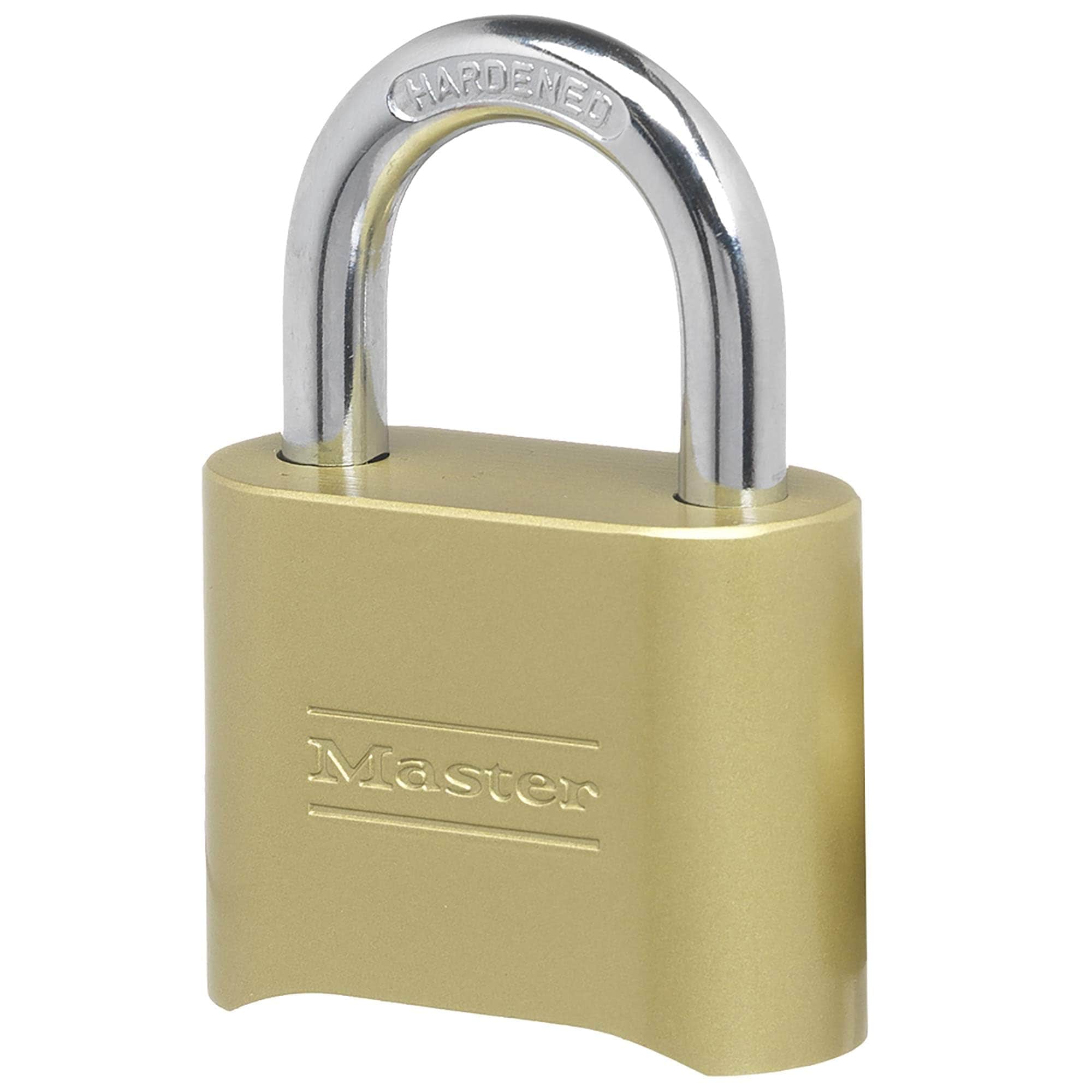 Master Lock Brass Combination Padlock for Indoor and Outdoor use with Resettable Combination for Gym Locker Gate Fence or Shed Lock 175D #175-31E1
