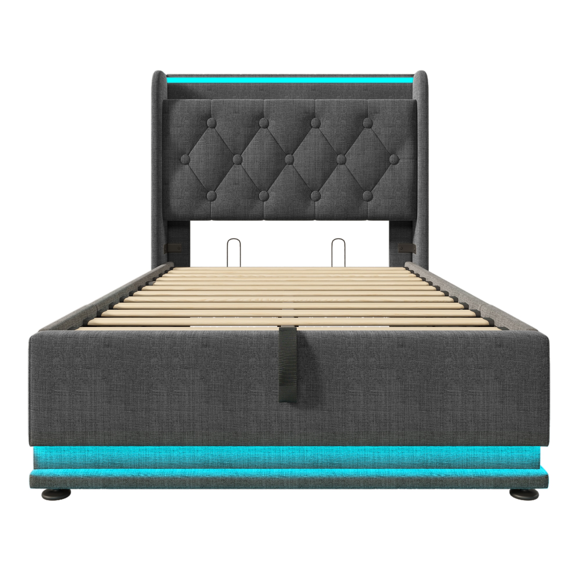 Bybafun YC4700021 Gray Twin Wood and metal Bed frame Bed with Storage