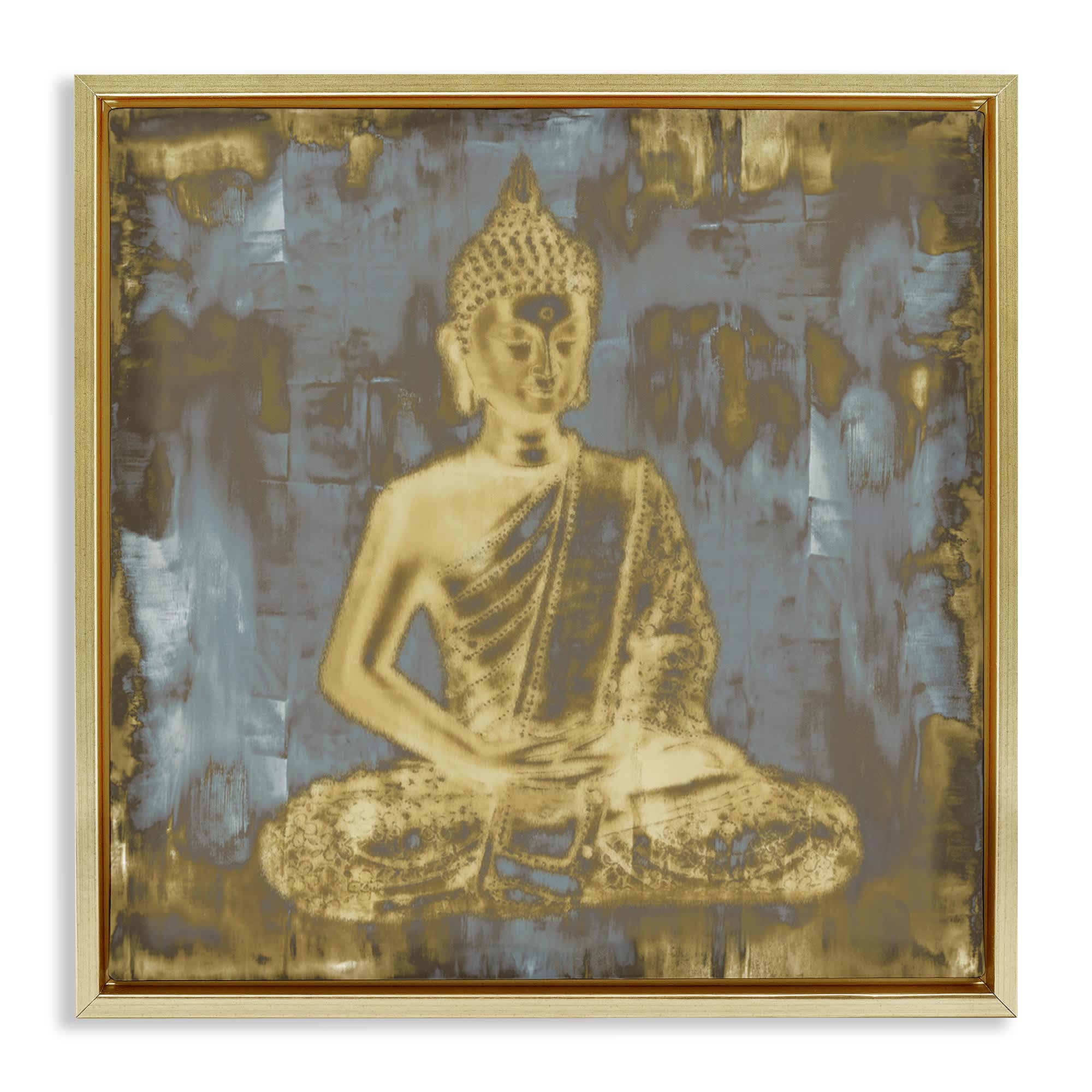 Stupell Industries BT-233-FFG-17X17 Muted Earthy Buddha Abstract Gold Framed Floater Canvas Wall Art By Tom Bray 18 x 18