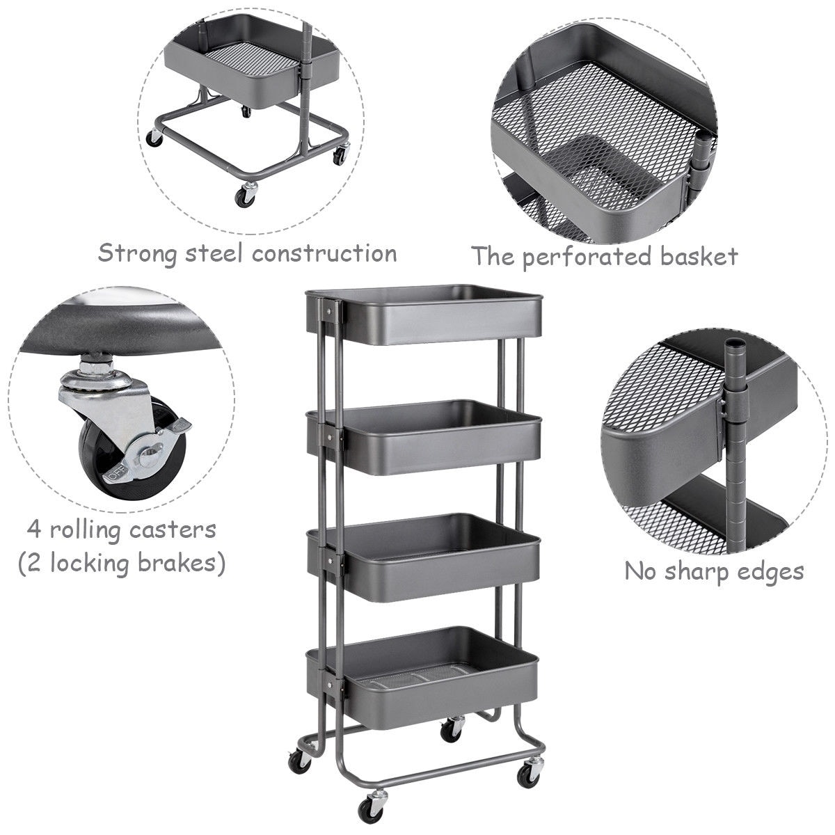 CASAINC 42-in-Drawer Shelf Utility Cart in the Utility Carts department ...