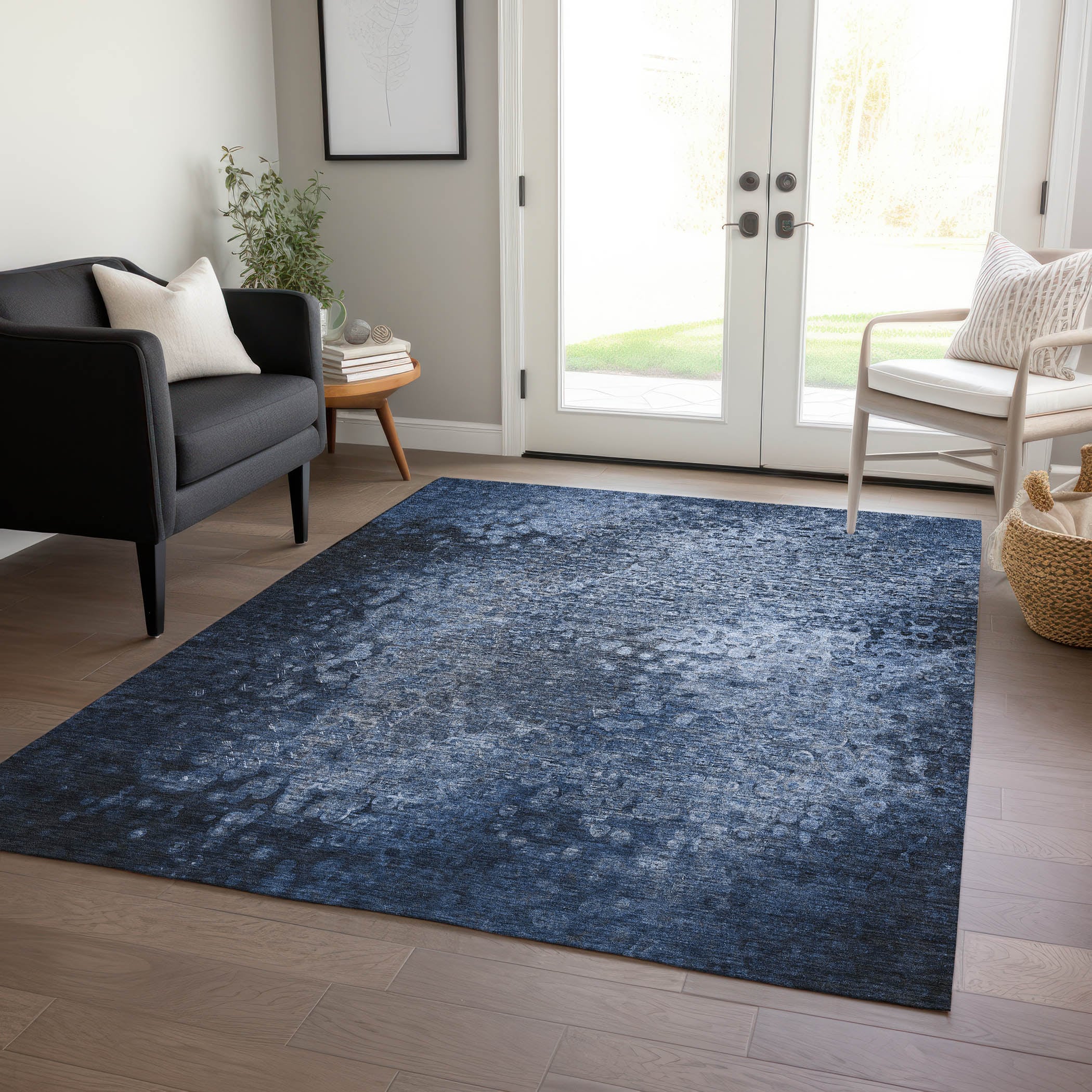 Addison Rugs ACN565BU3X5 Chantille ACN565BU 3 x 5 (ft) Polyester Blue Rectangular Indoor/Outdoor Abstract Machine washable Area rug