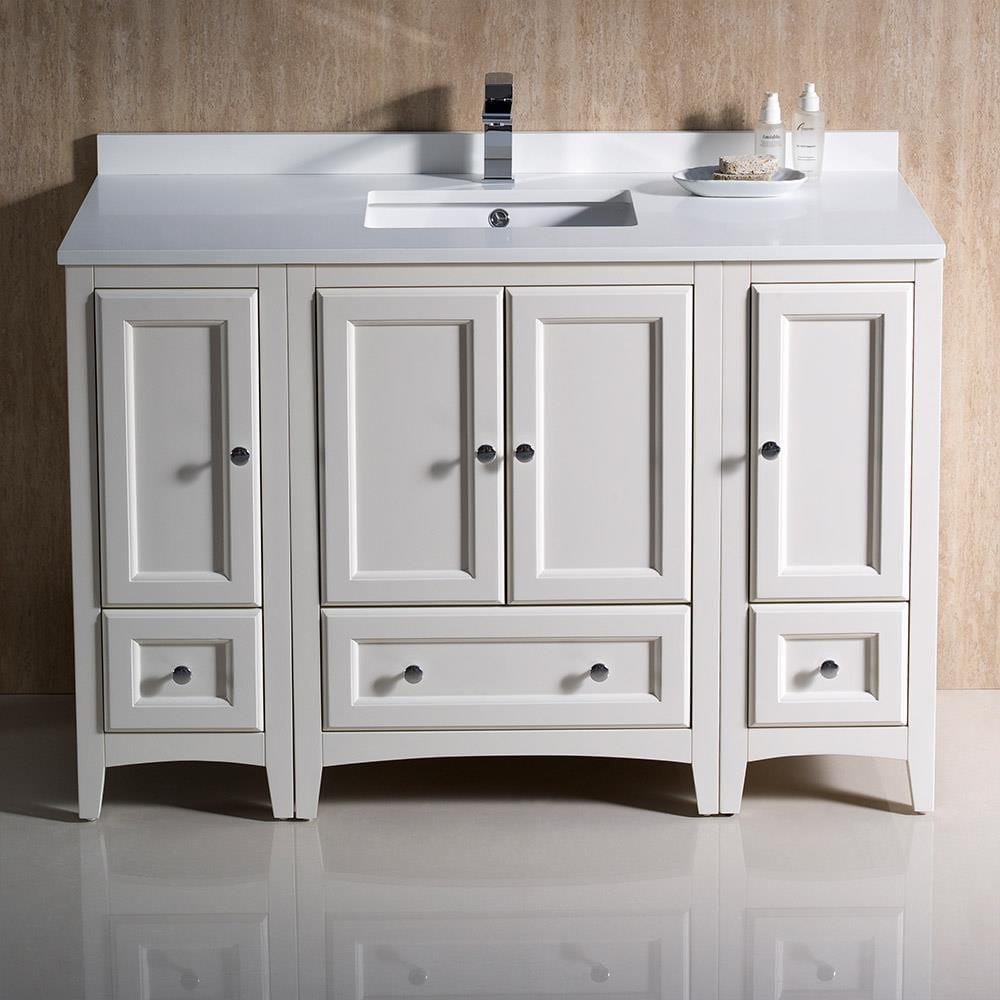 48" Antique White Quartz Stone Single Sink Vanity