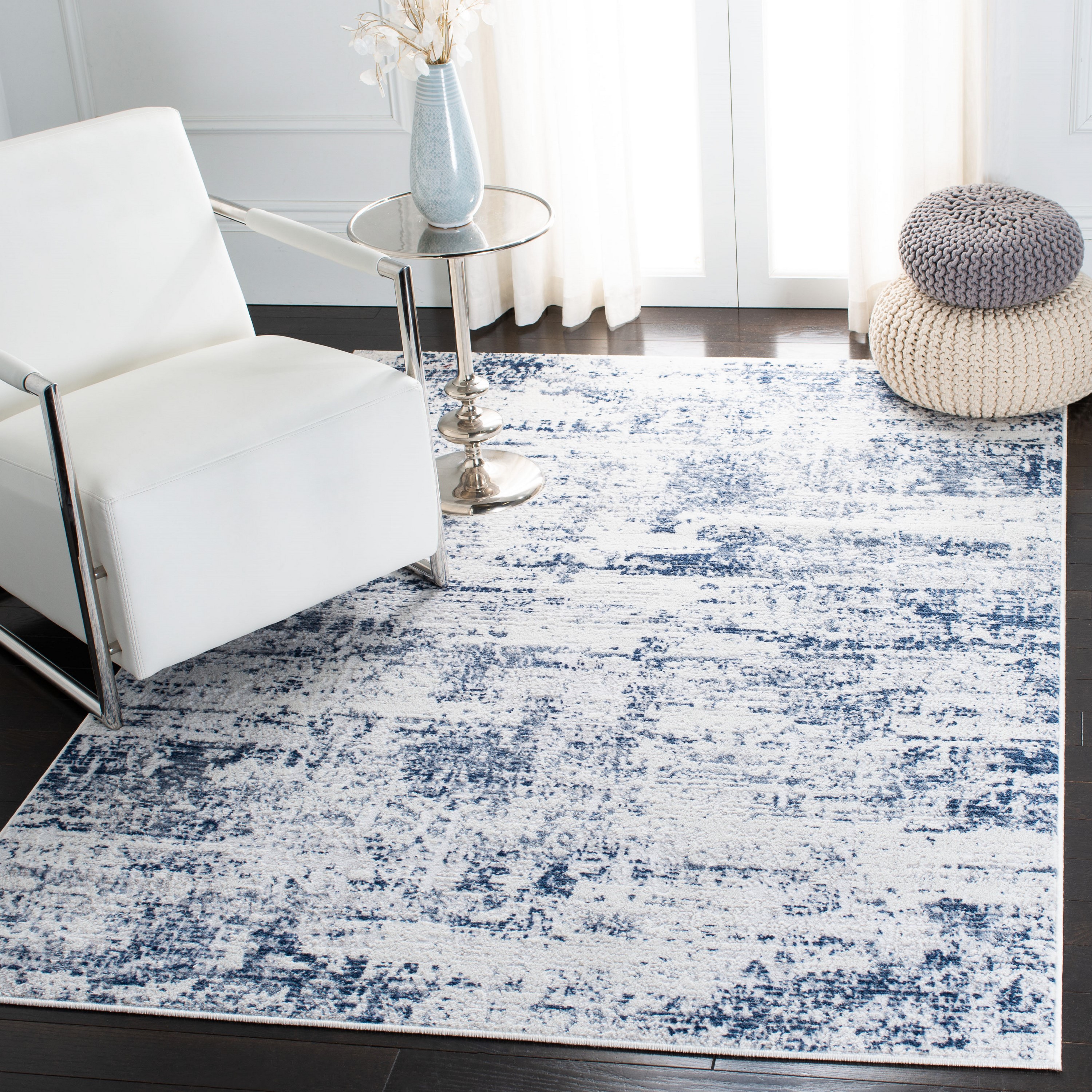 Safavieh ALA700B-5 Amelia Abruzzo 5 x 8 (ft) Loomed Synthetic Ivory/Navy Rectangular Indoor Abstract Area rug
